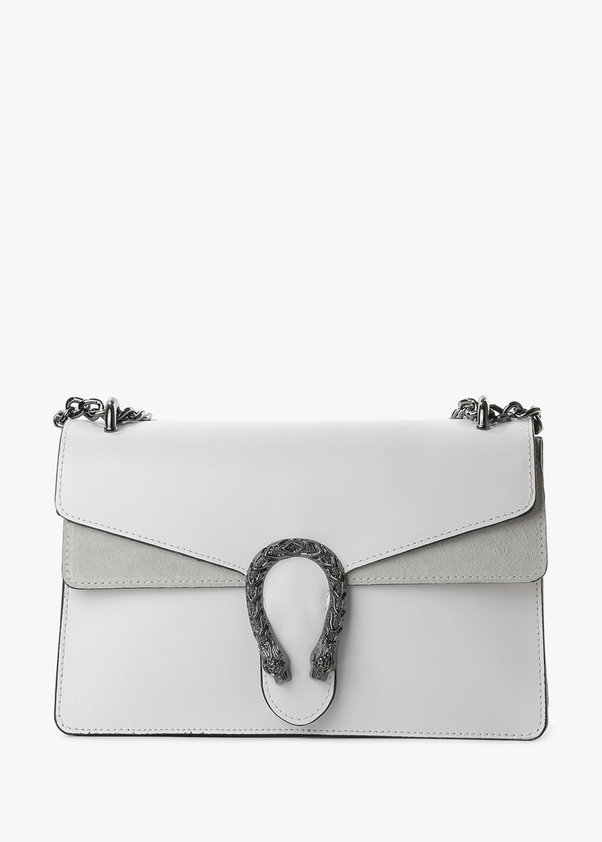 Bandolera de piel italiana Blanco 9639-16-31