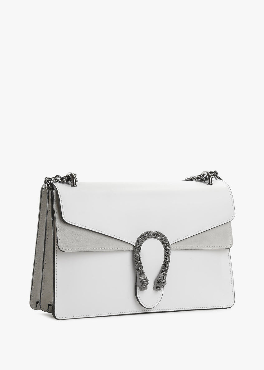 Bandolera de piel italiana Blanco 9639-16-31