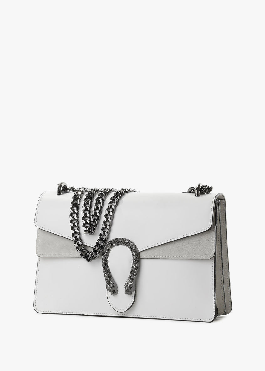 Bandolera de piel italiana Blanco 9639-16-31