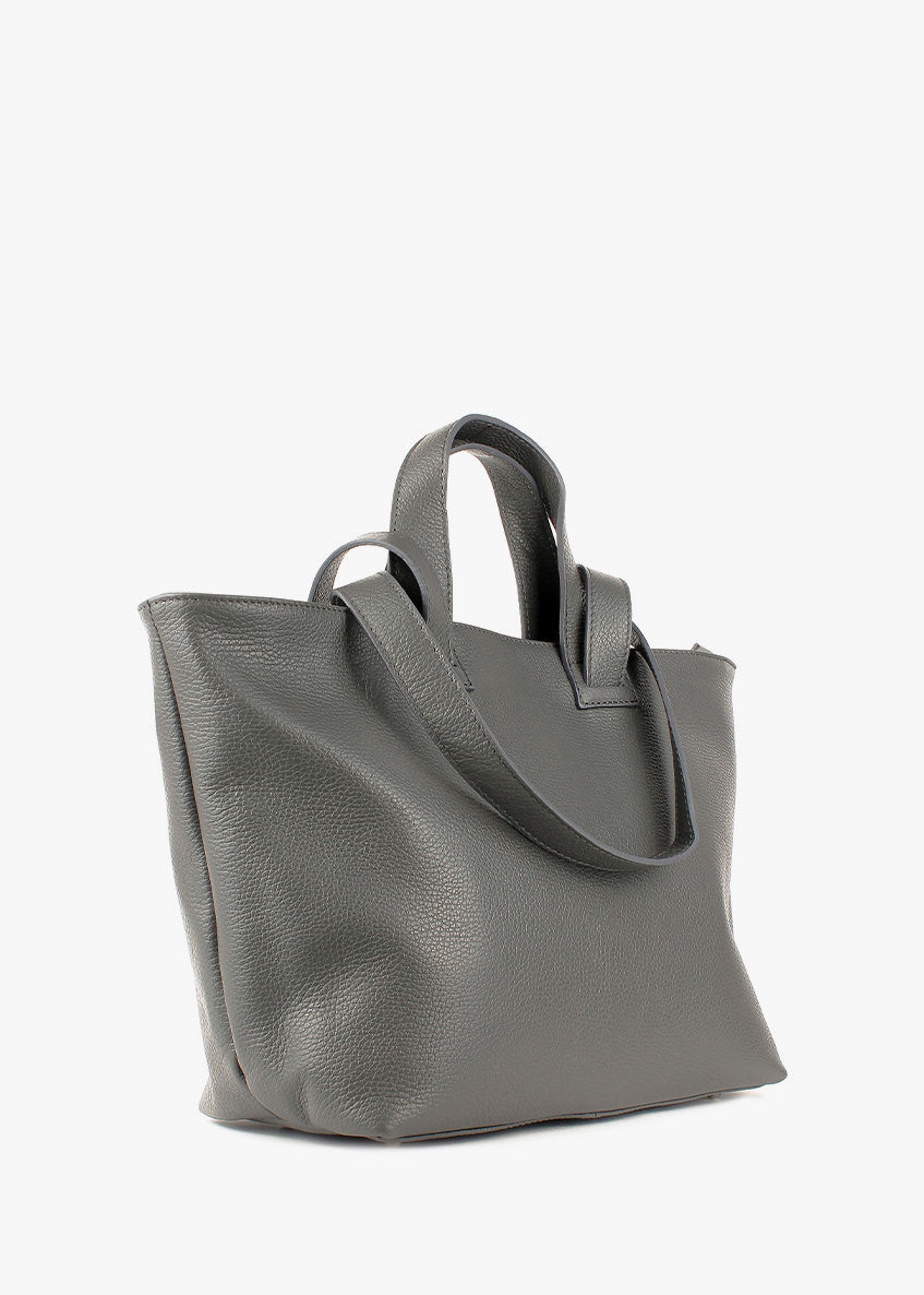 Bolso de mano de piel italiana Gris 1662-27-32