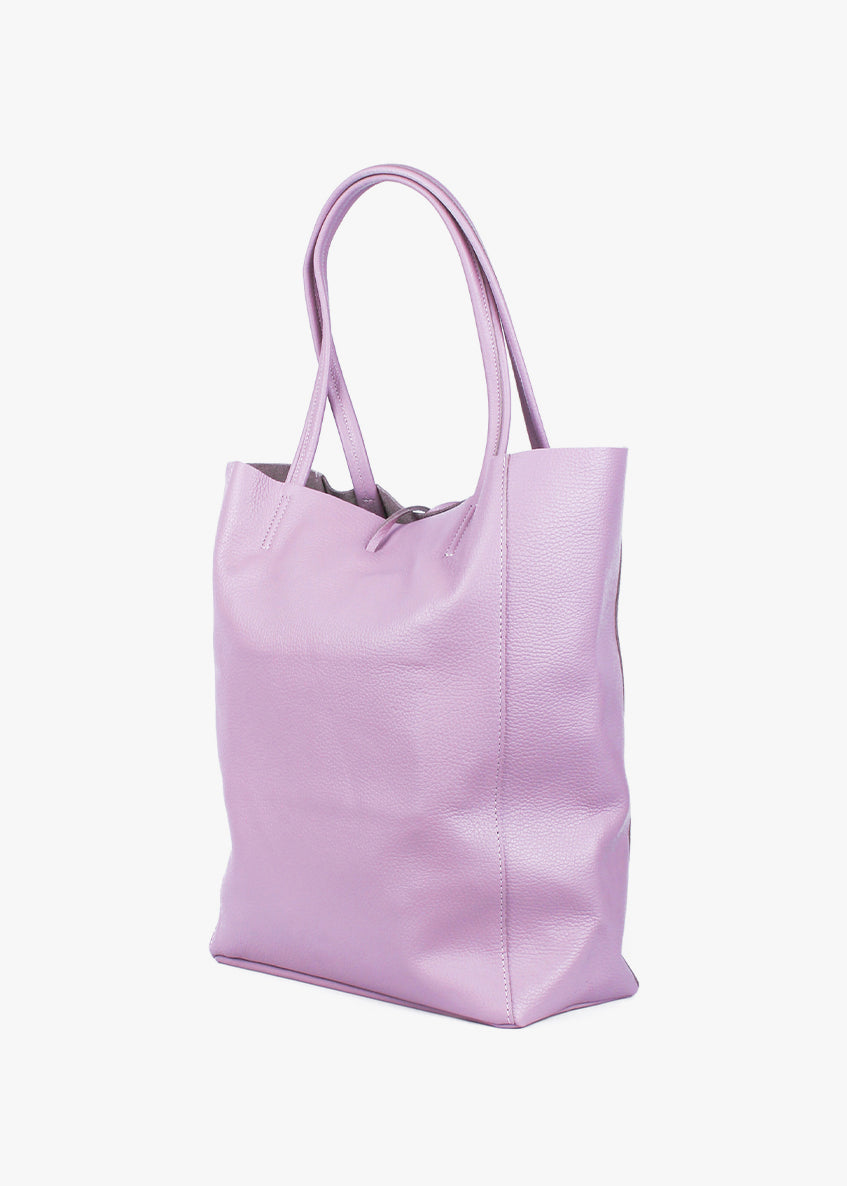 Shopper de piel italiana LARGO Rosa