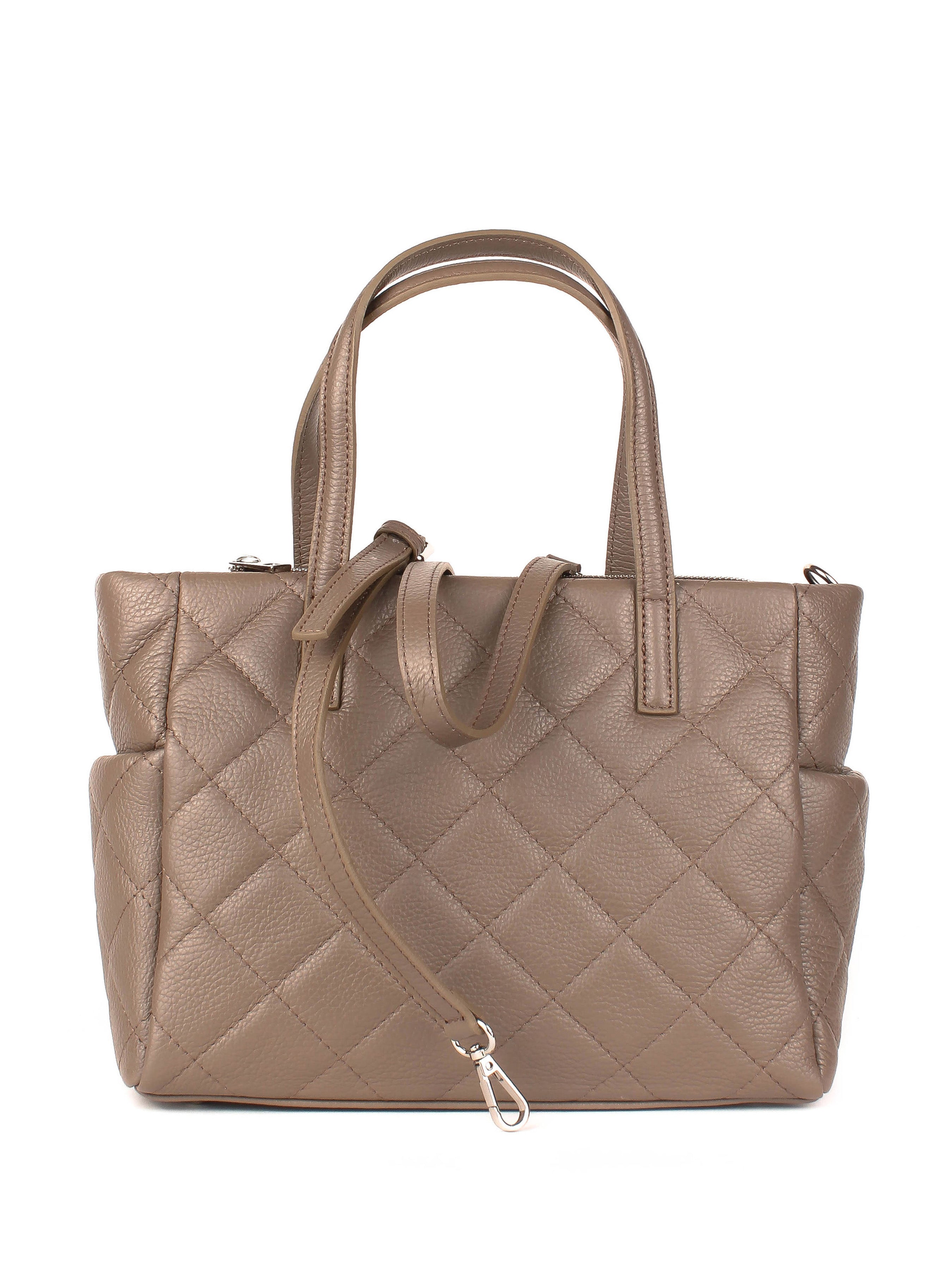 Bolso Tote de piel italiana Gris, Marrón 5001-104-37