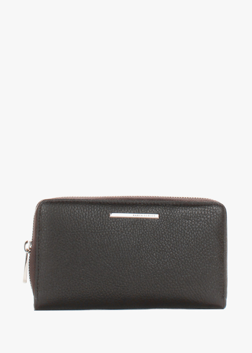 Cartera de piel italiana Marrón 1072-39