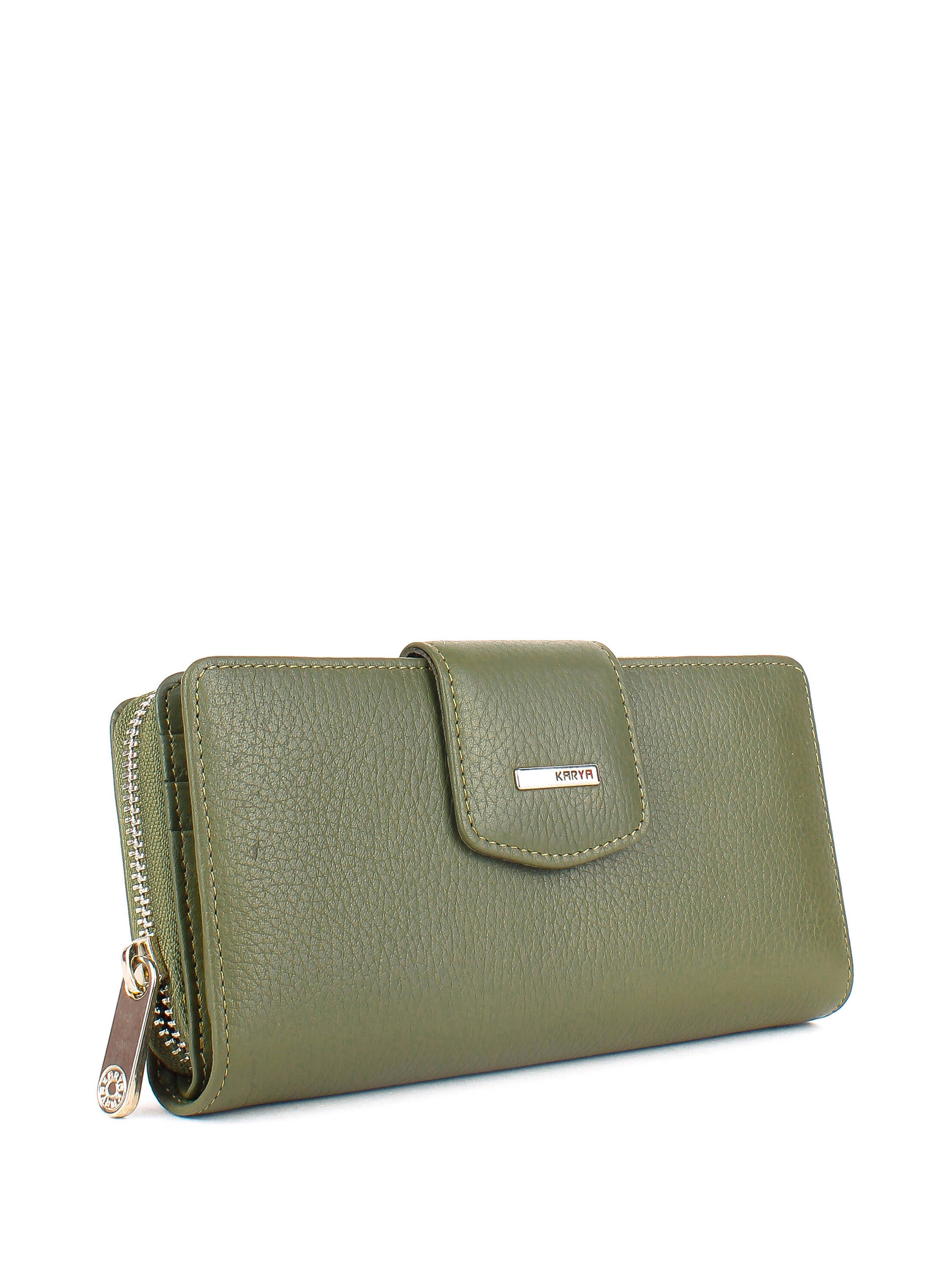 Cartera de piel italiana Verde 1119-084