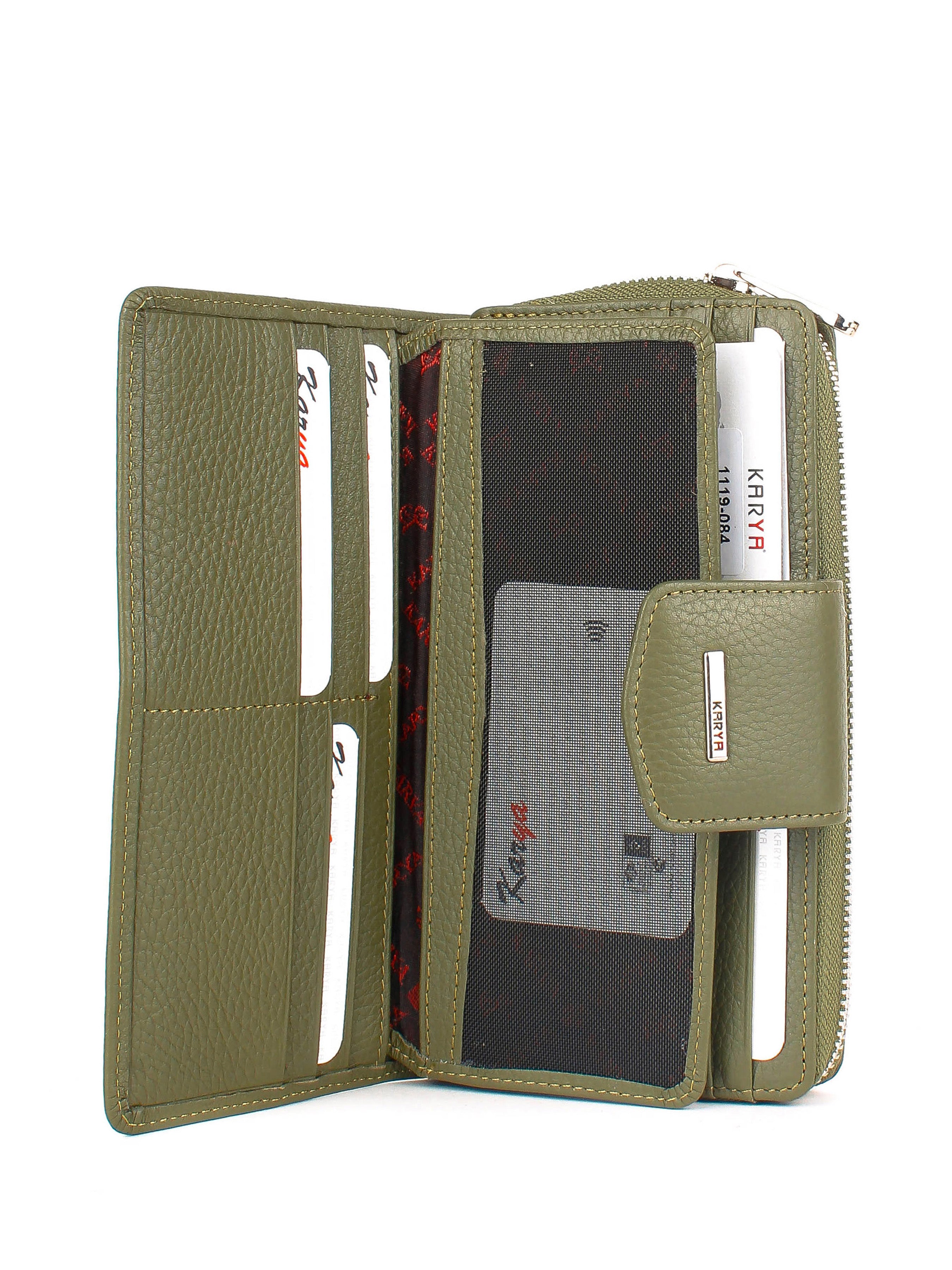 Cartera de piel italiana Verde 1119-084