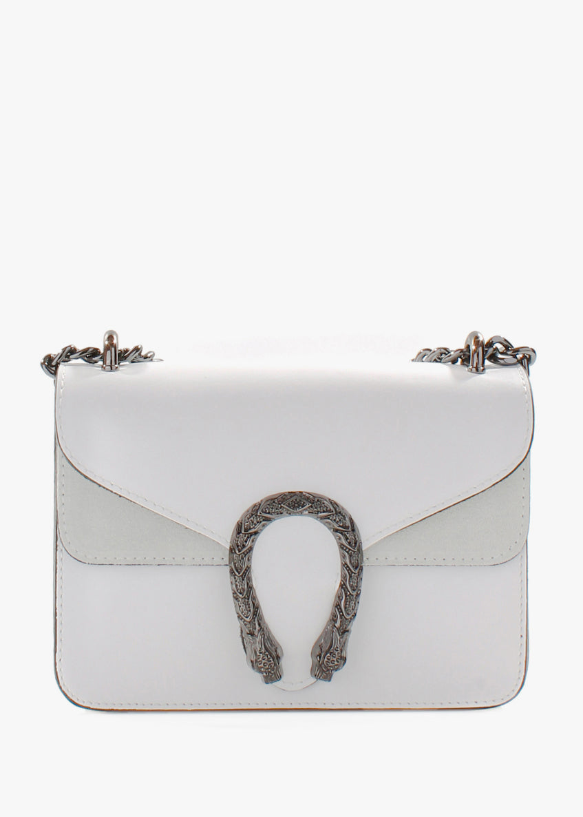 Bandolera de piel italiana Blanco 9638-16-31