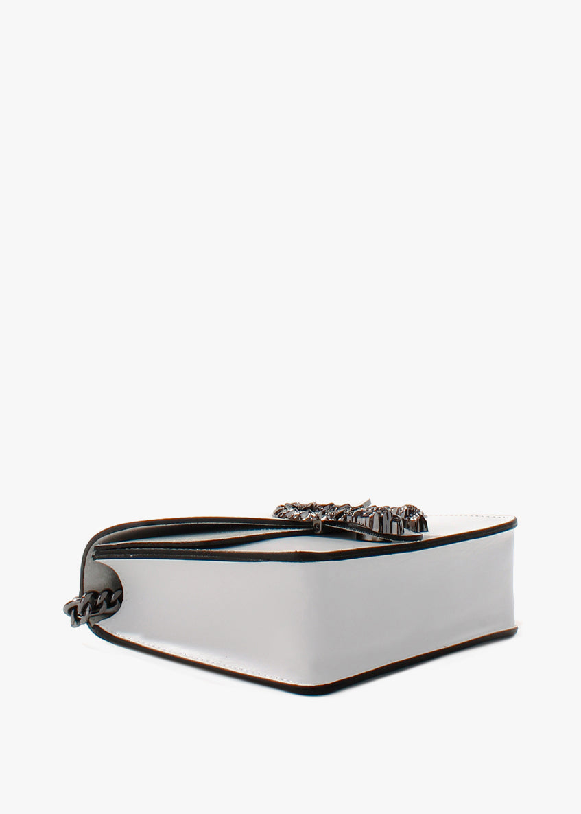 Bandolera de piel italiana Blanco 9638-16-31