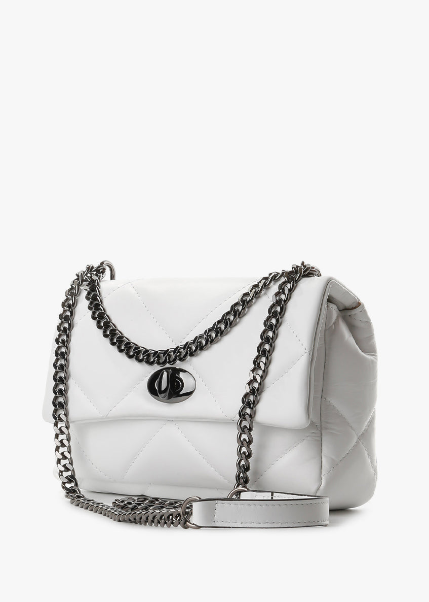 Bandolera de piel italiana Blanco 1692-16-37