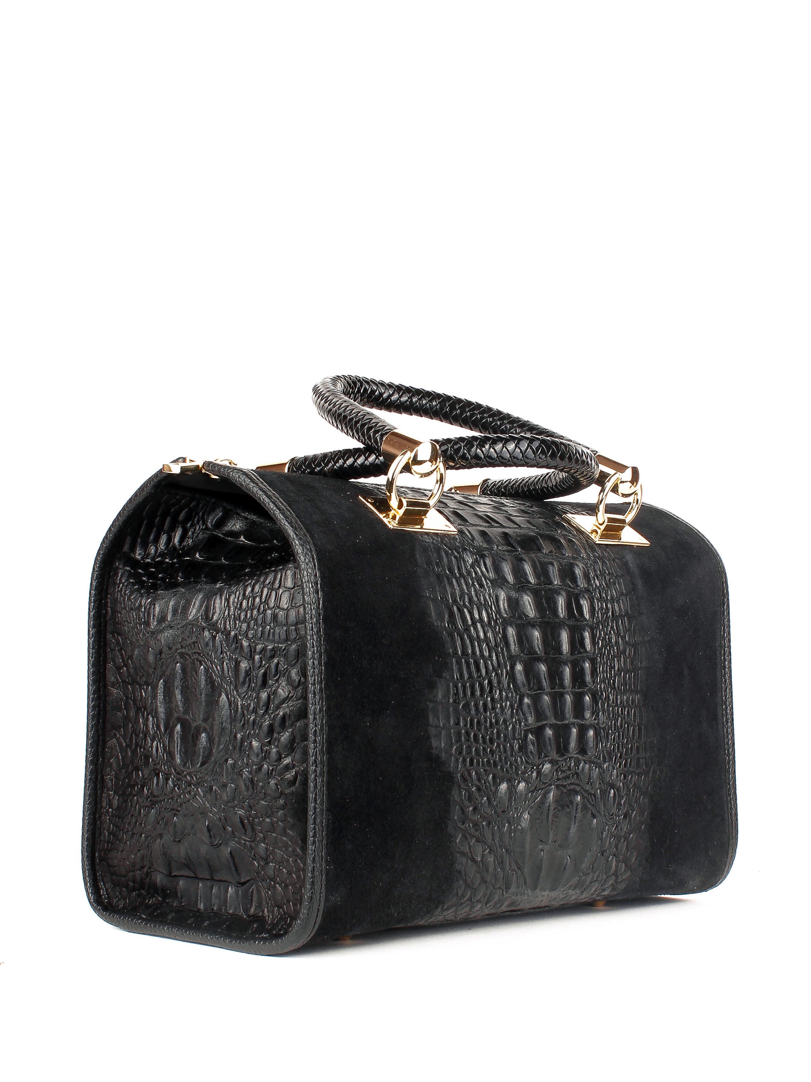 Bolso de mano de piel italiana Negro 7926-05-36