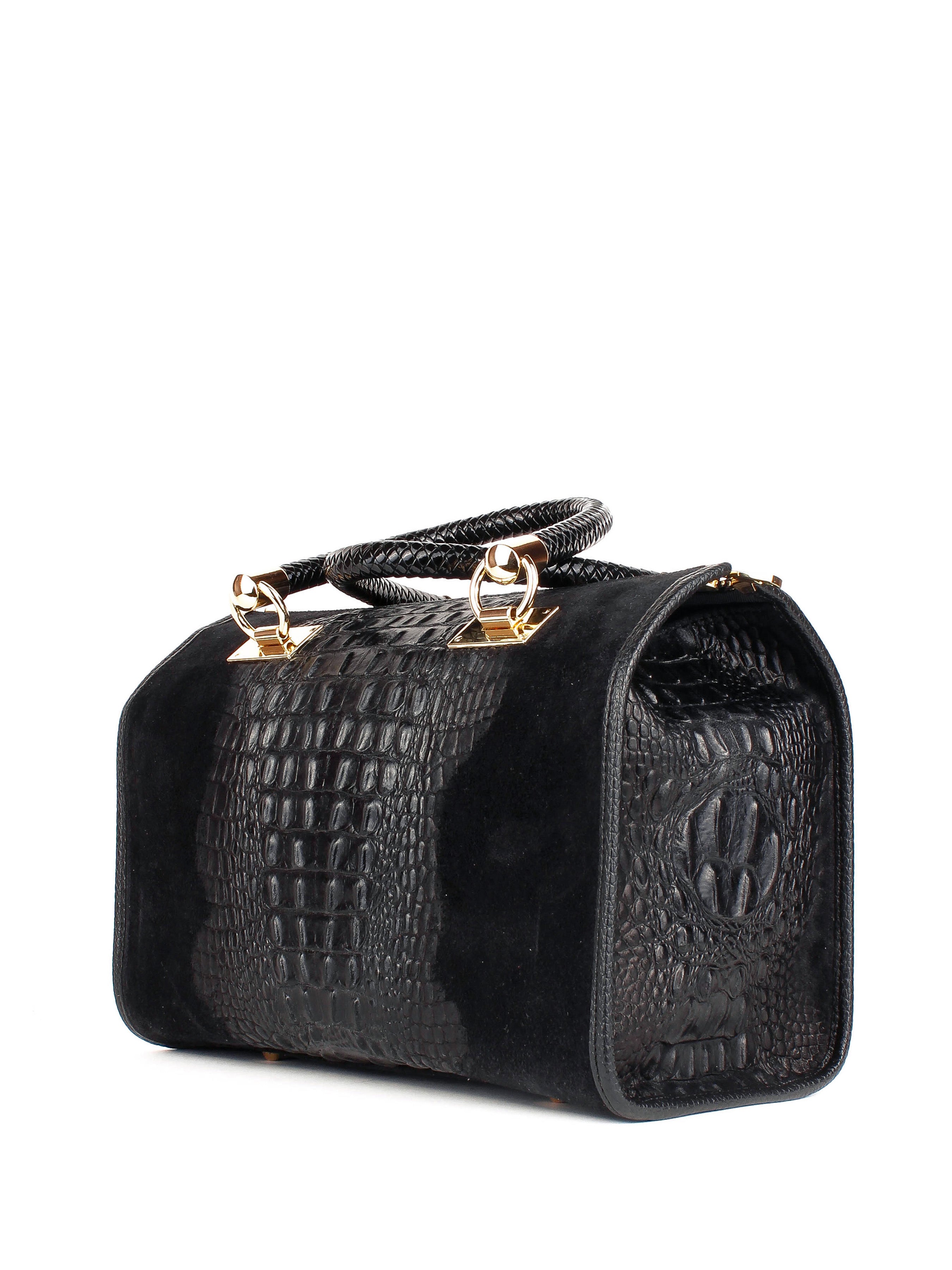 Bolso de mano de piel italiana Negro 7926-05-36