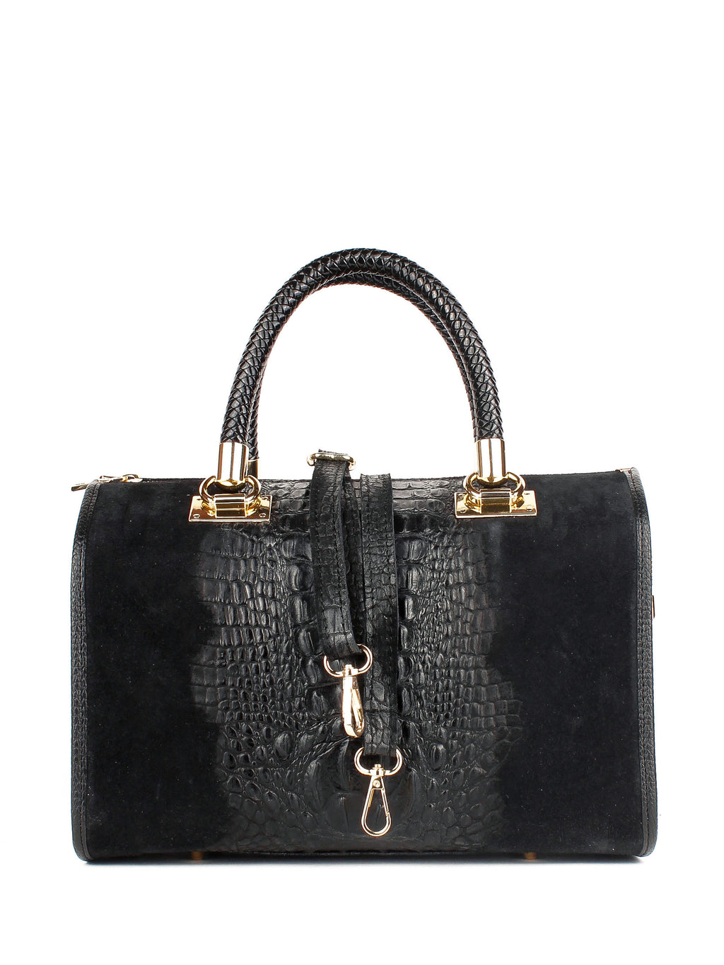 Bolso de mano de piel italiana Negro 7926-05-36