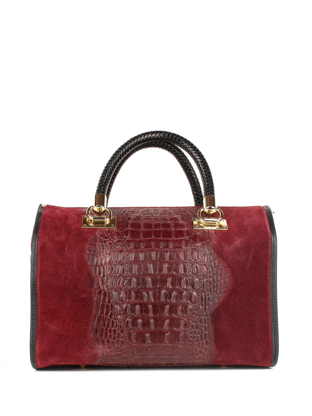 Bolso de mano de piel italiana Burgoña 7926-12-36