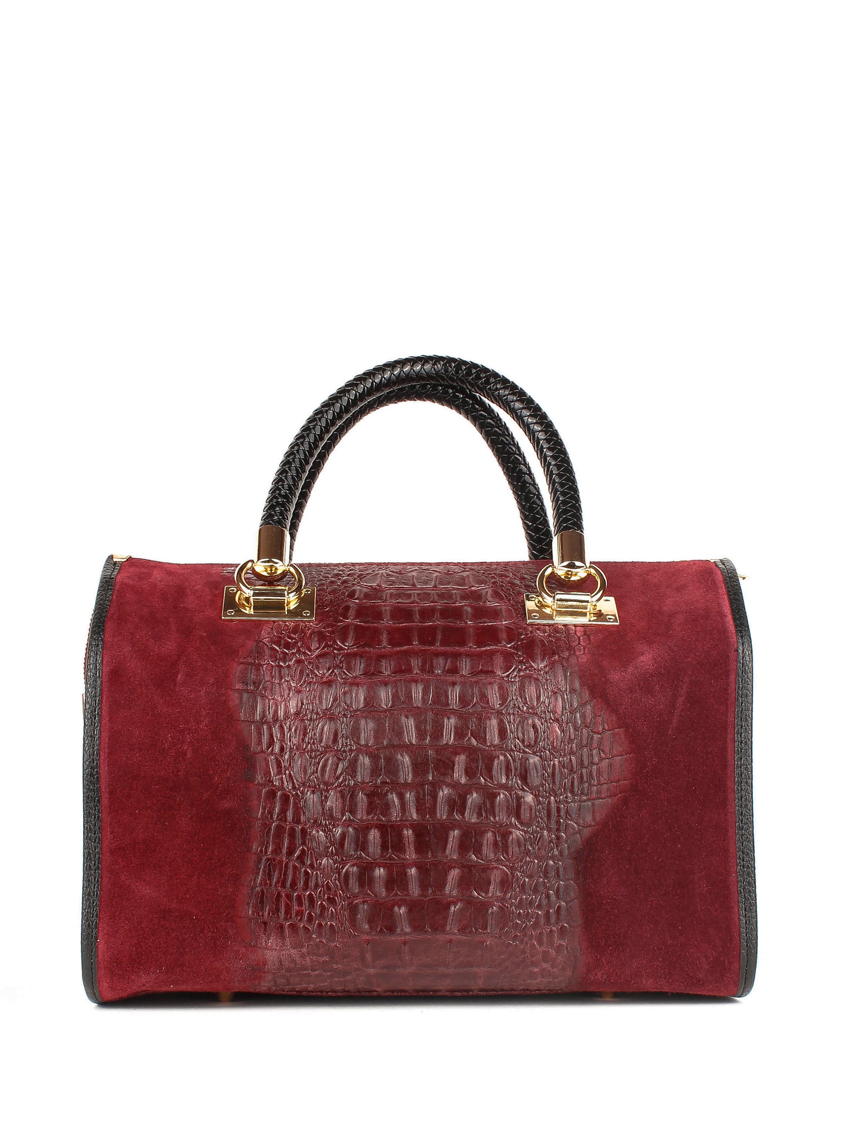 Bolso de mano de piel italiana Burgoña 7926-12-36