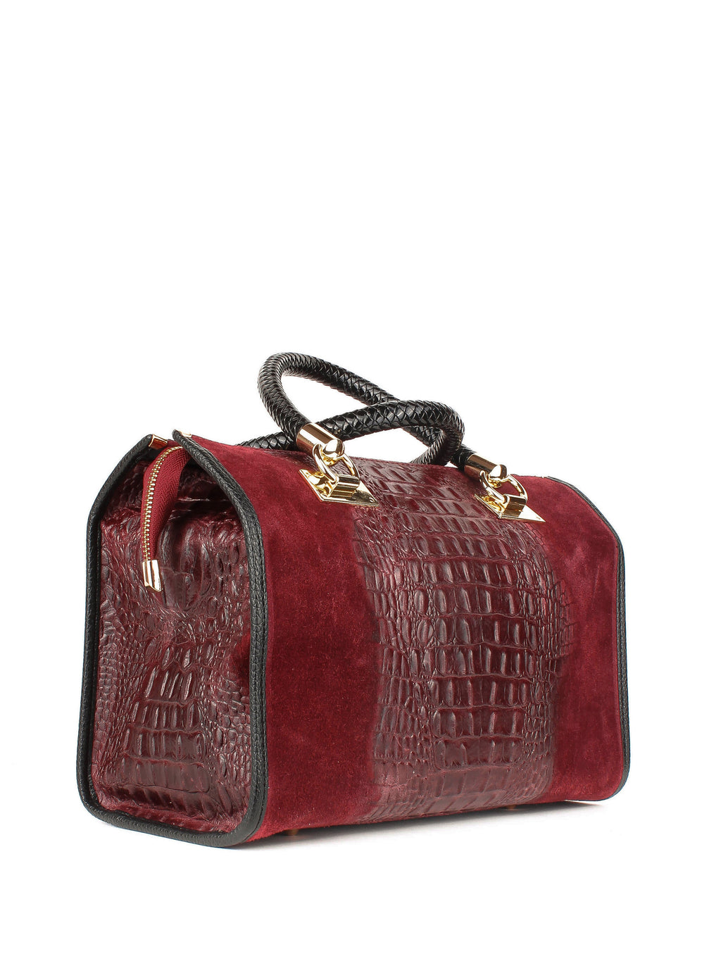 Bolso de mano de piel italiana Burgoña 7926-12-36