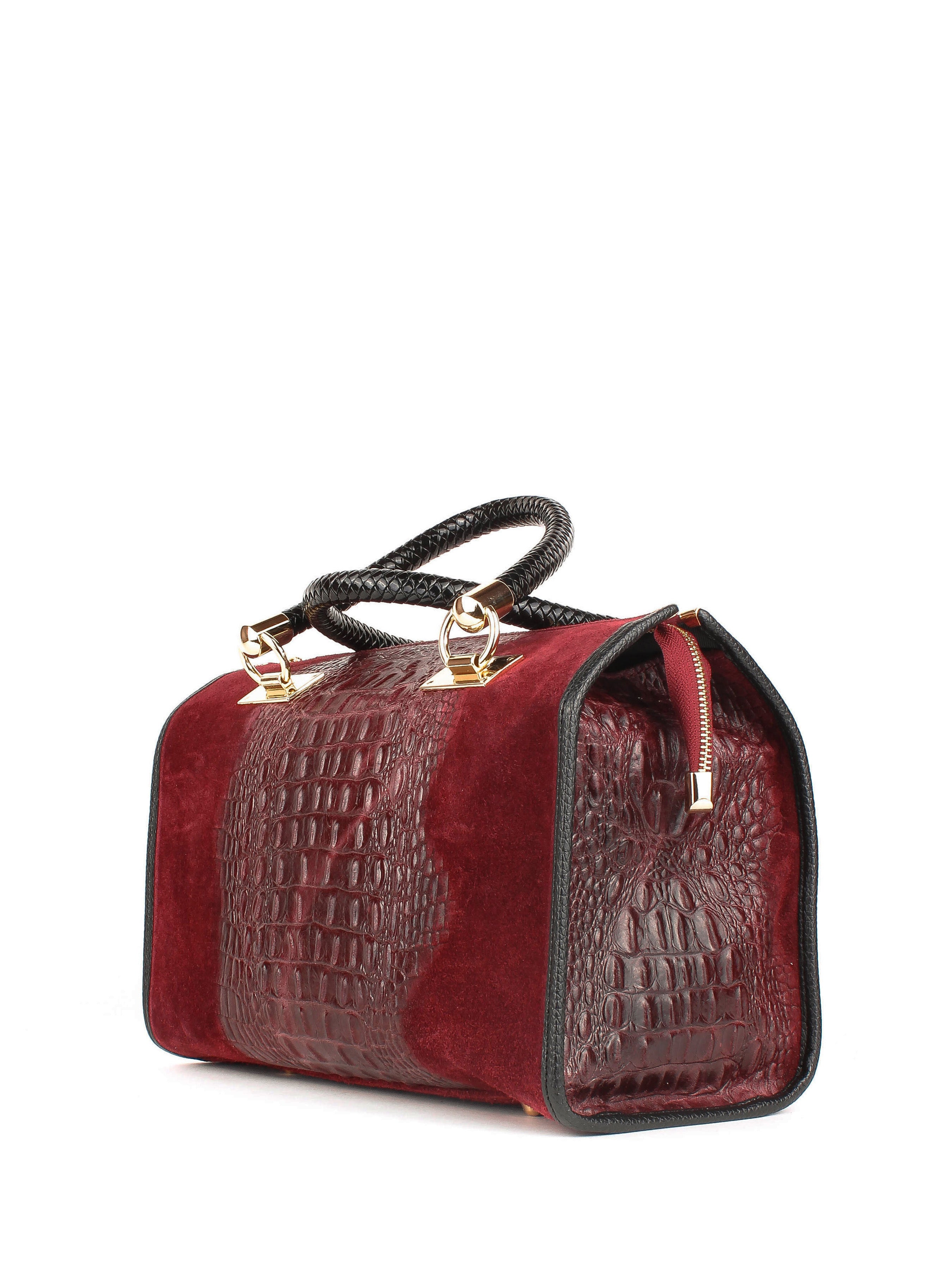 Bolso de mano de piel italiana Burgoña 7926-12-36