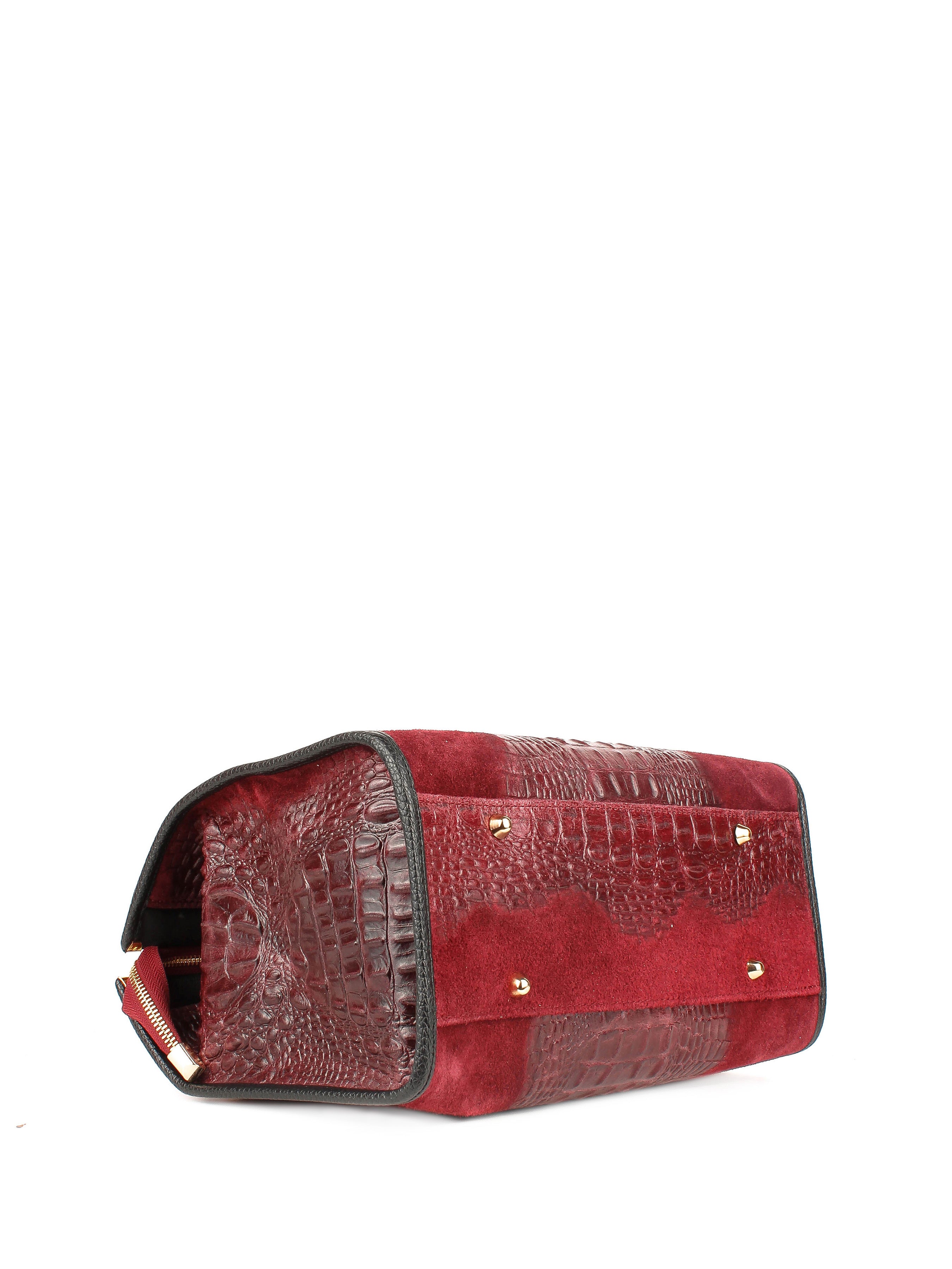 Bolso de mano de piel italiana Burgoña 7926-12-36