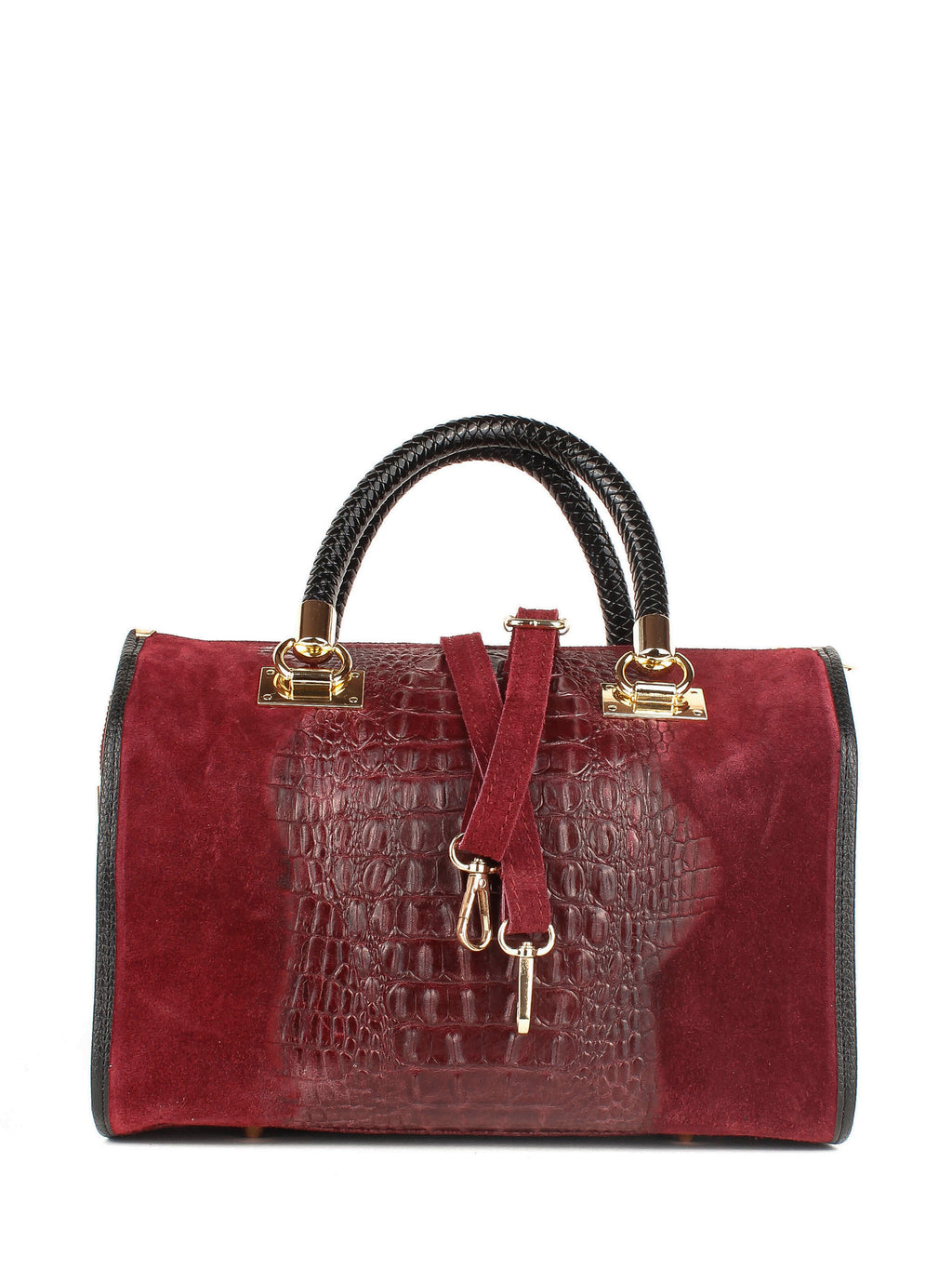 Bolso de mano de piel italiana Burgoña 7926-12-36