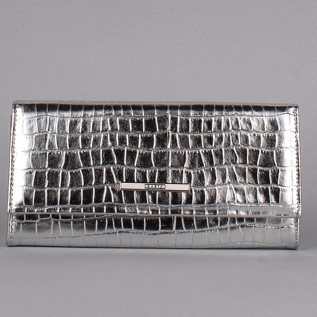 Cartera de piel italiana Plata 1071-067