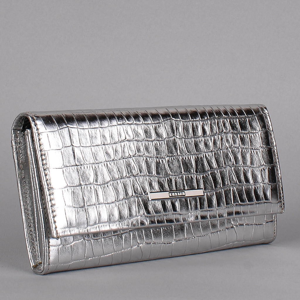 Cartera de piel italiana Plata 1071-067