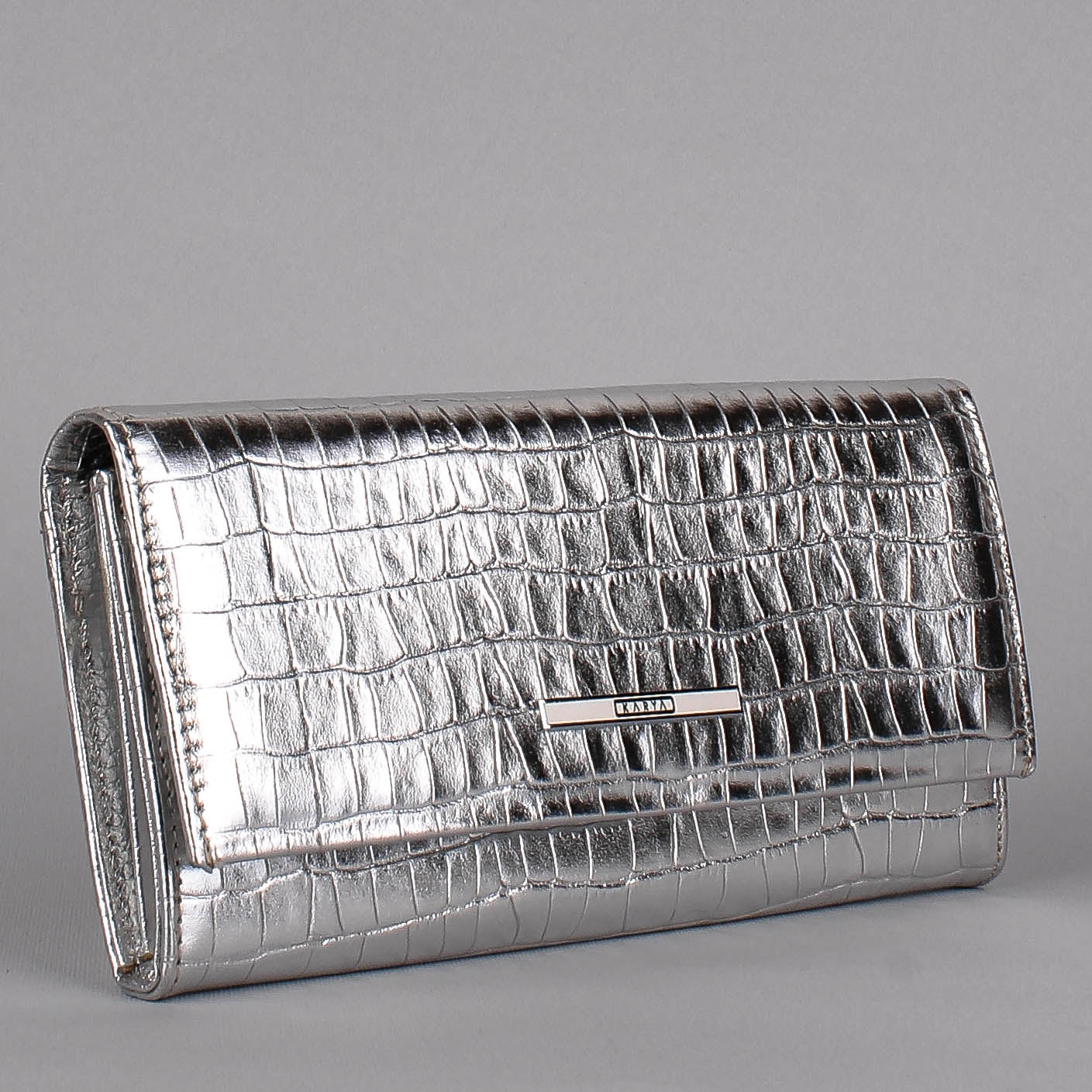 Cartera de piel italiana Plata 1071-067