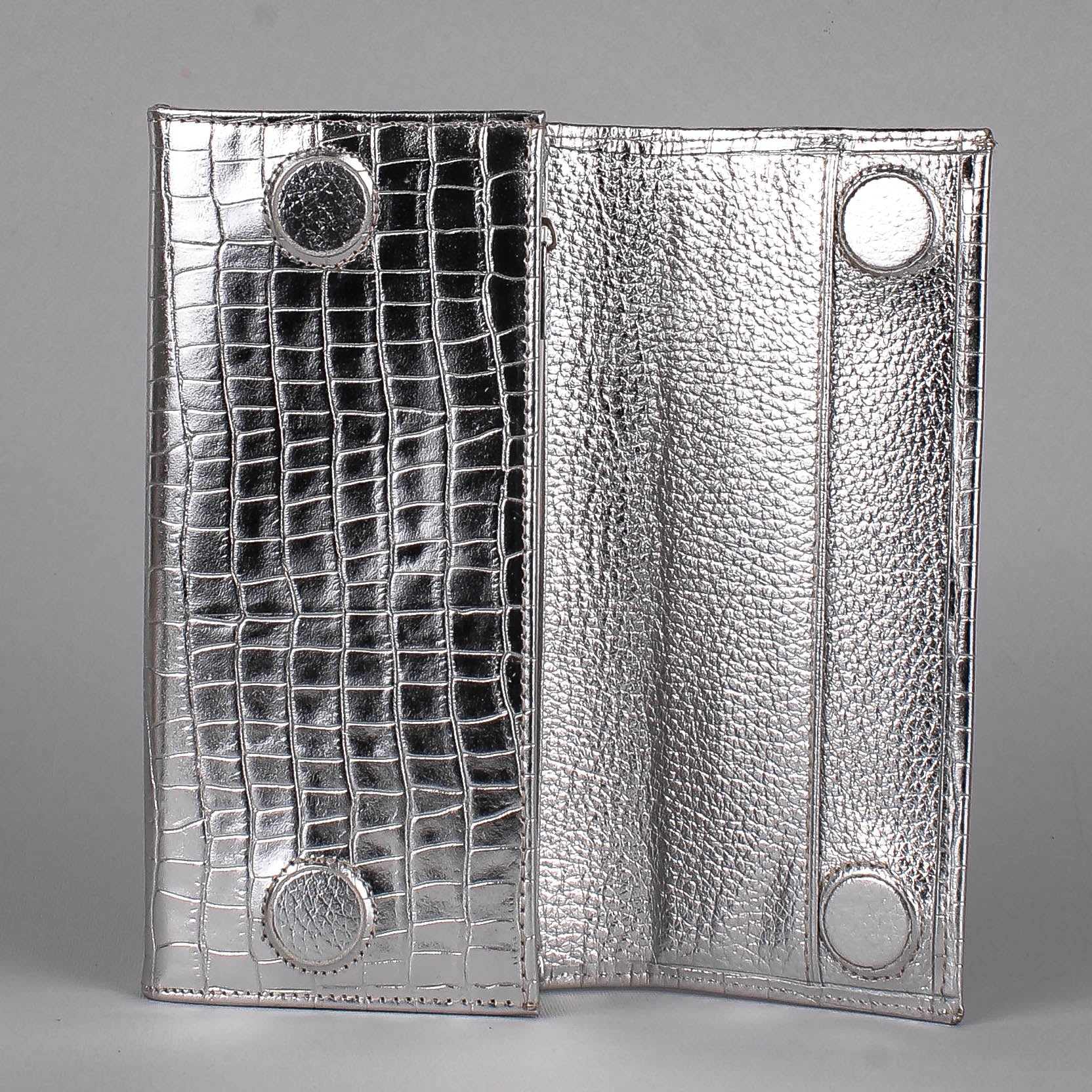 Cartera de piel italiana Plata 1071-067