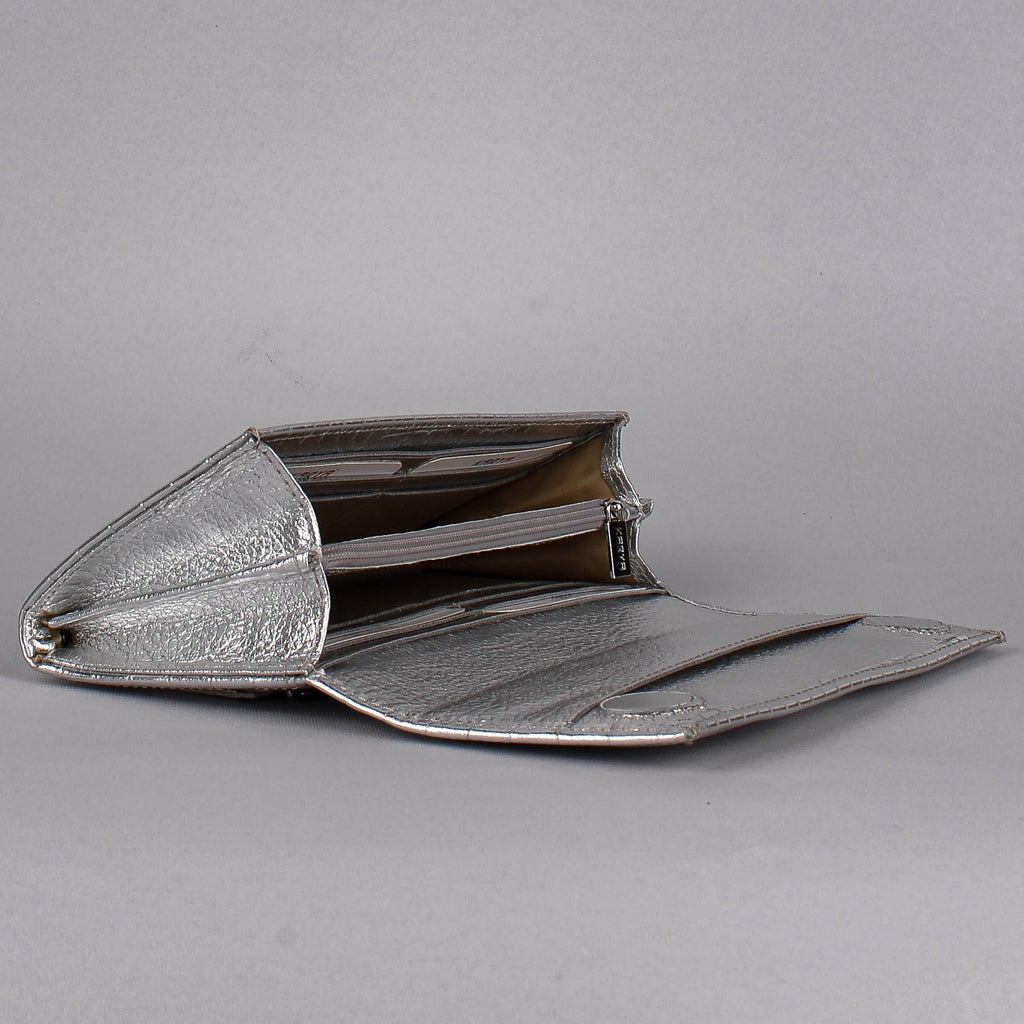 Cartera de piel italiana Plata 1071-067