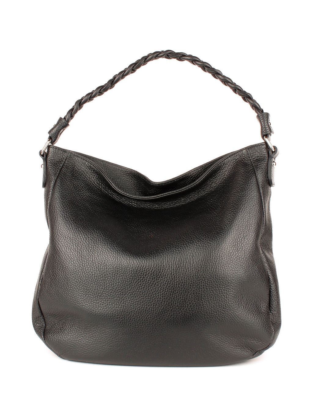 Bolso de hombro de piel italiana Negro 3691-05-32