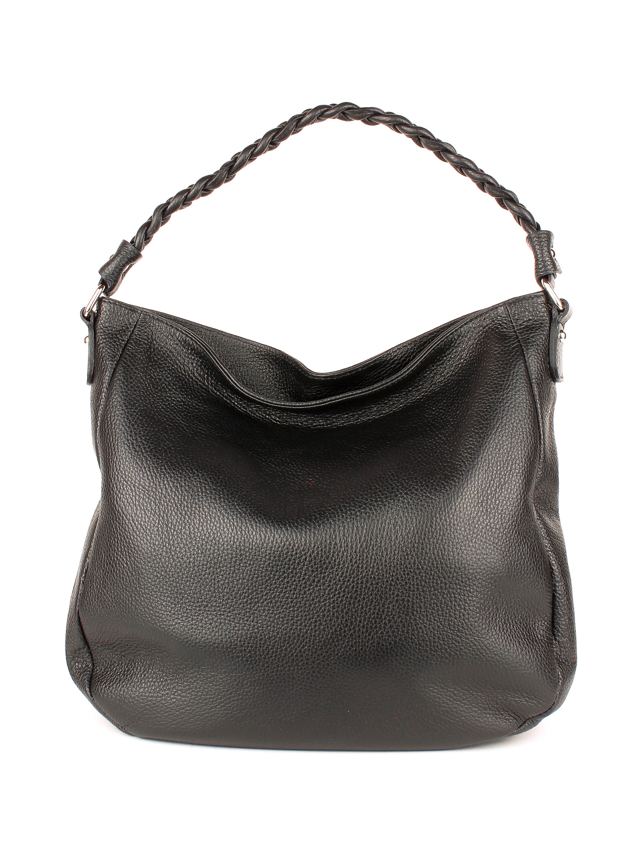 Bolso de hombro de piel italiana Negro 3691-05-32