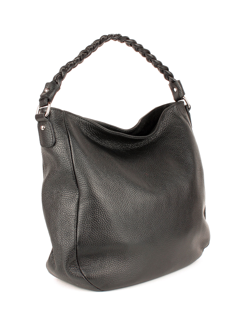 Bolso de hombro de piel italiana Negro 3691-05-32