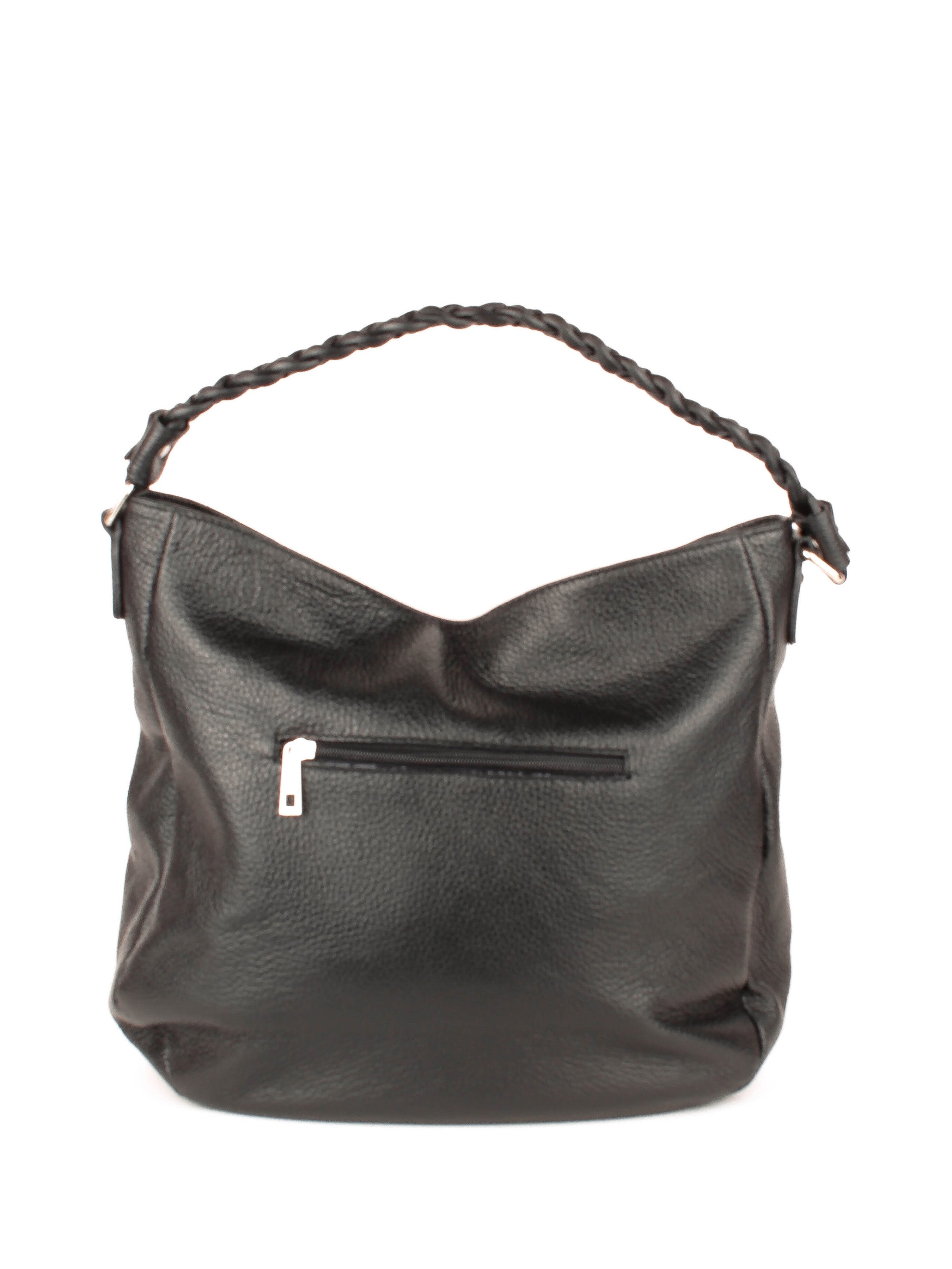 Bolso de hombro de piel italiana Negro 3691-05-32