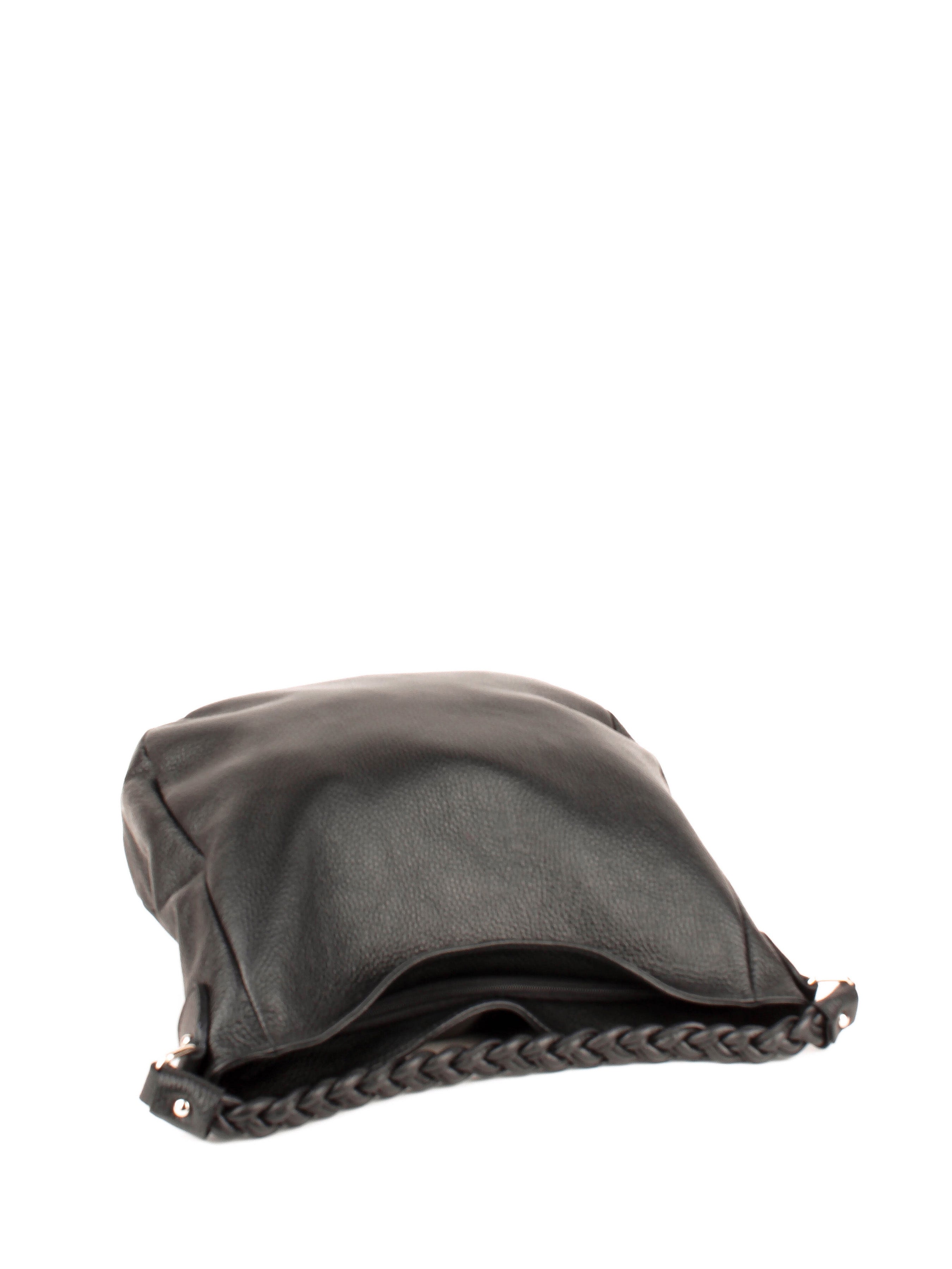 Bolso de hombro de piel italiana Negro 3691-05-32