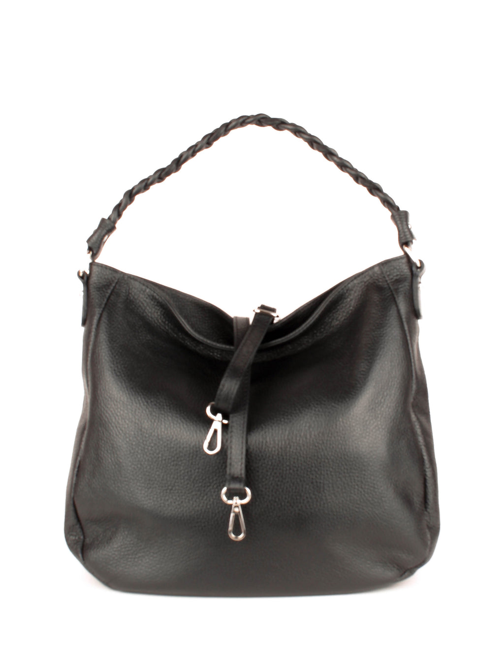 Bolso de hombro de piel italiana Negro 3691-05-32