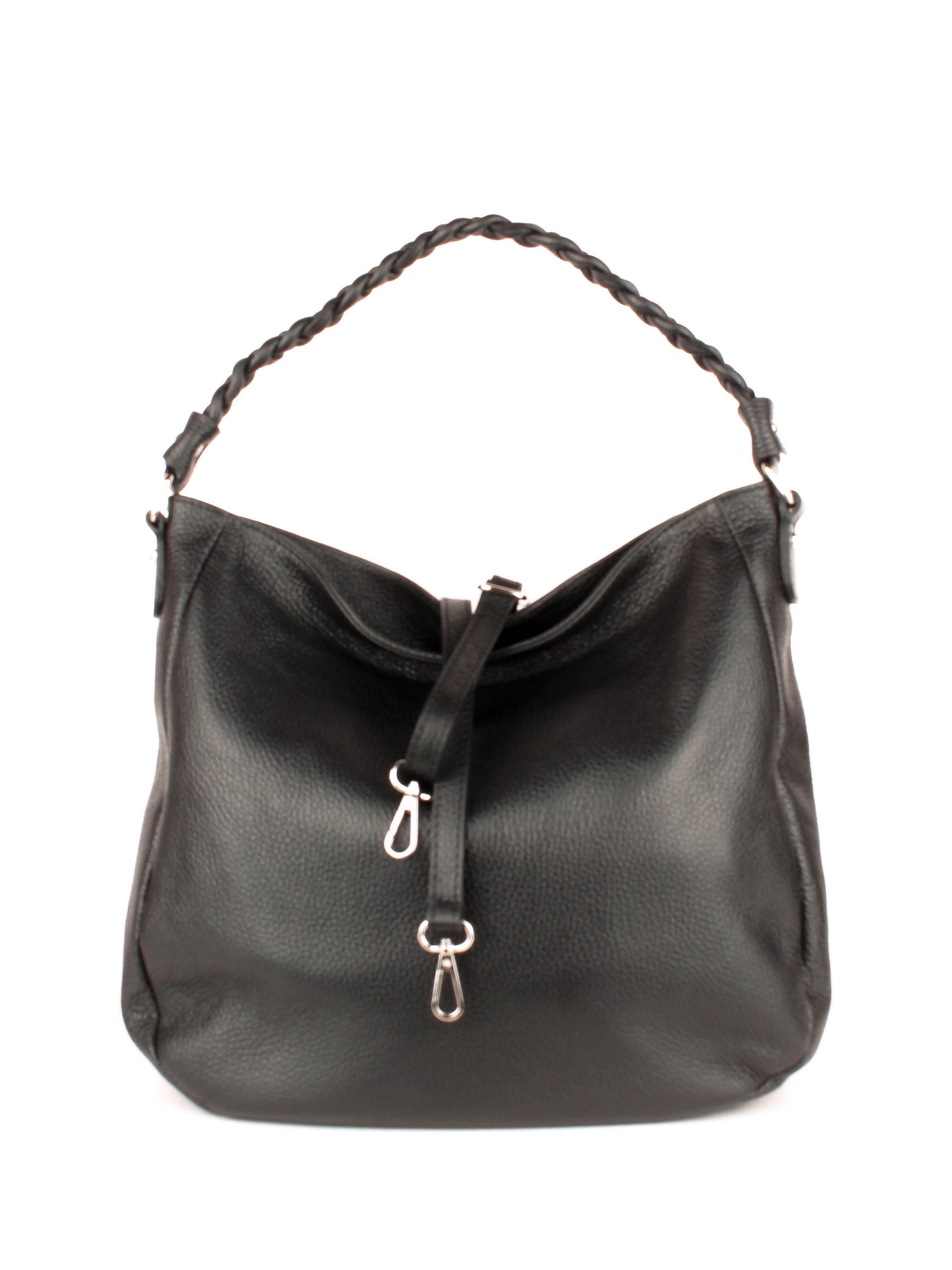 Bolso de hombro de piel italiana Negro 3691-05-32
