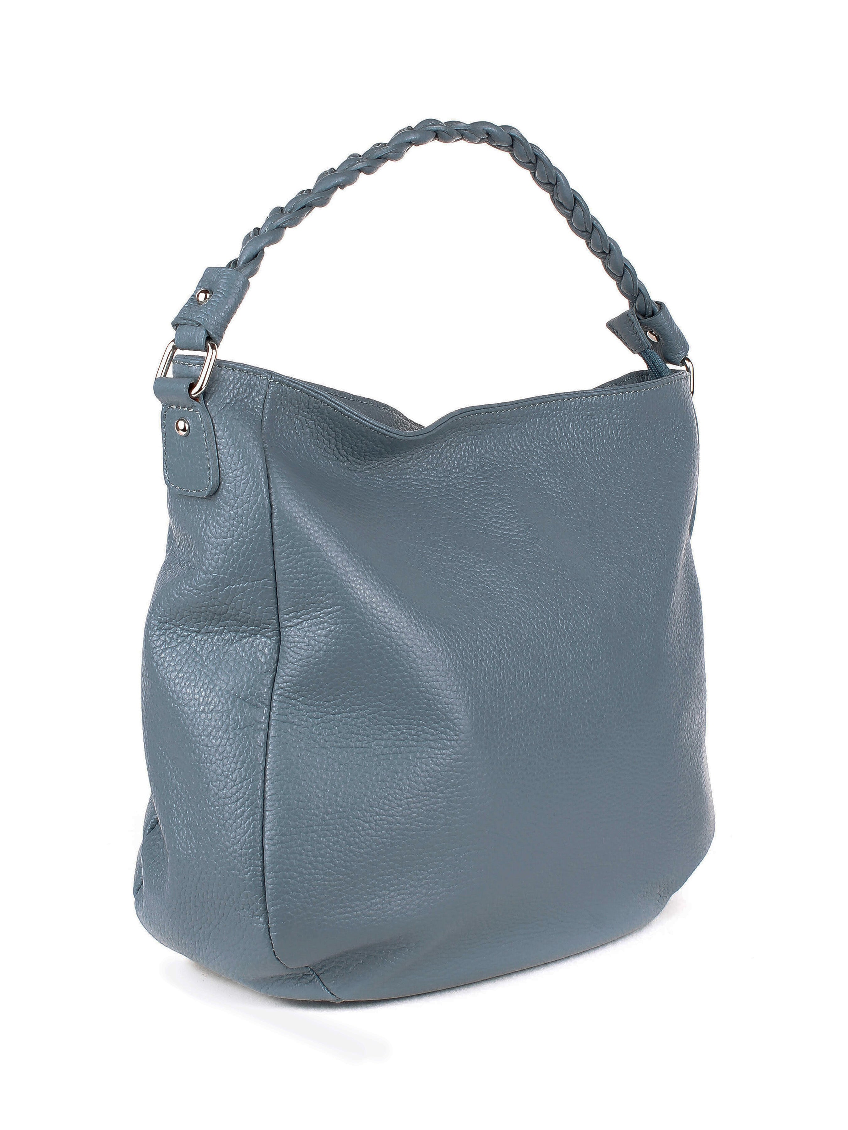 Bolso de hombro de piel italiana Темно блакитний 3691-97-32