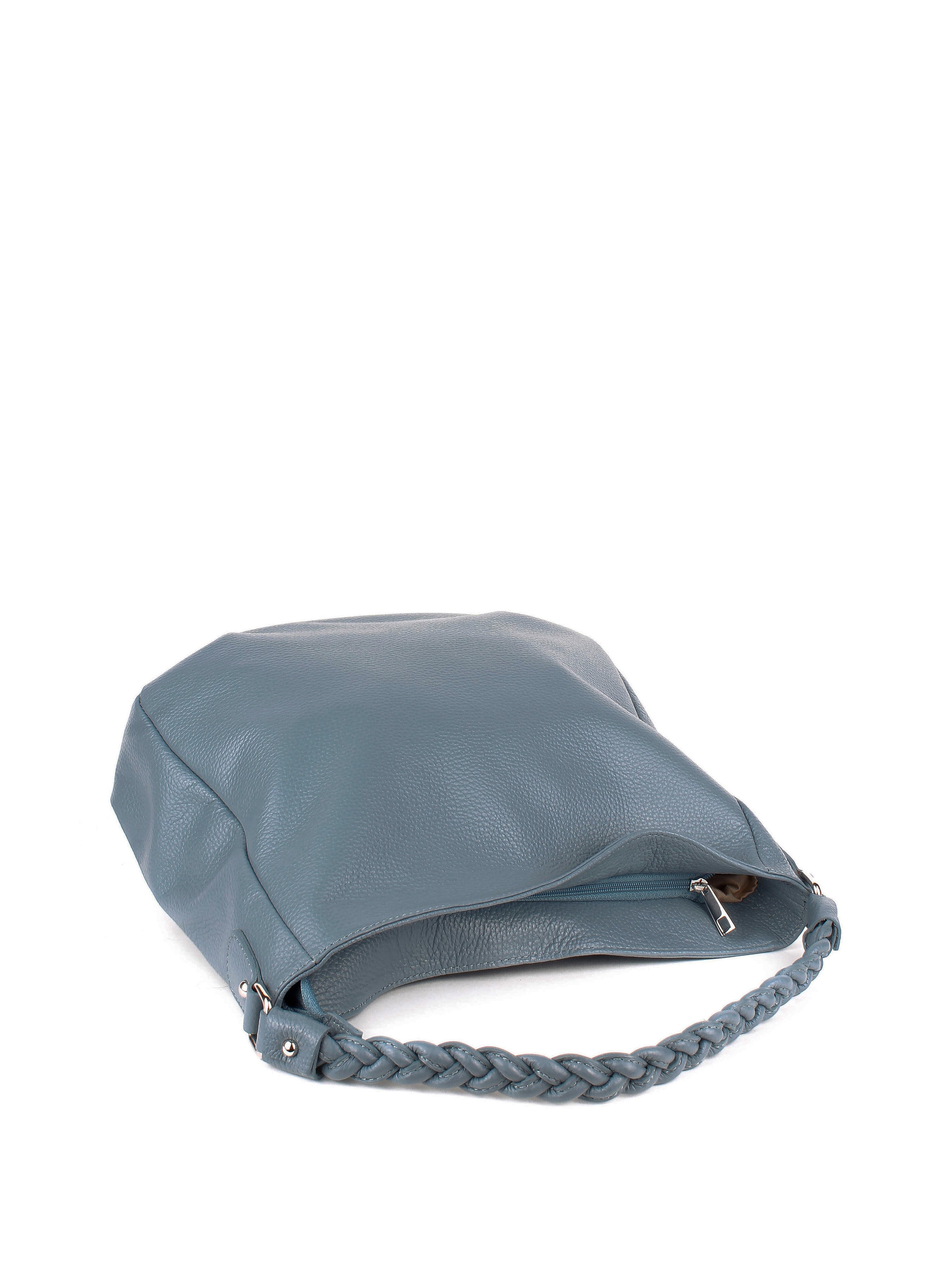 Bolso de hombro de piel italiana Темно блакитний 3691-97-32