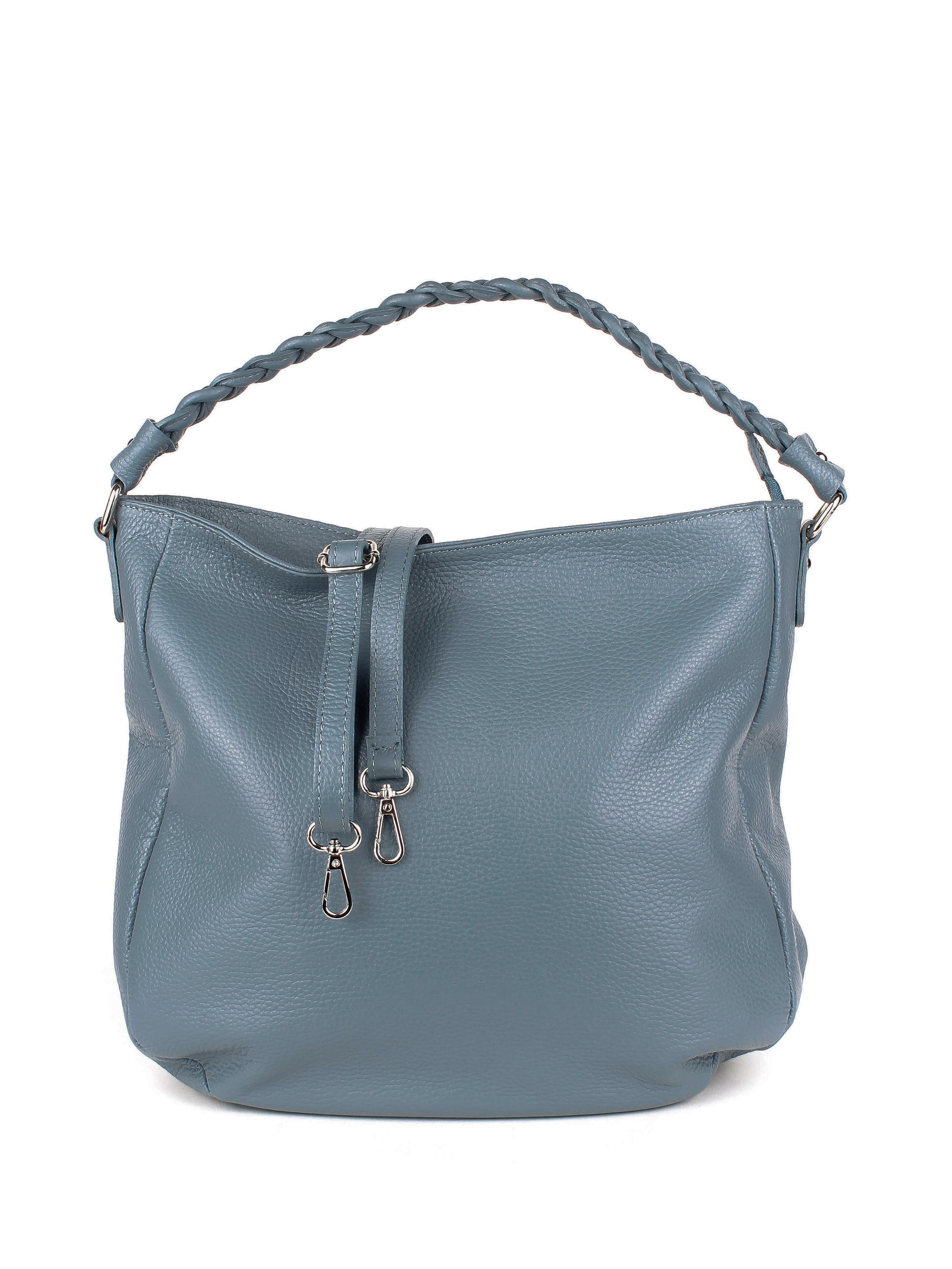 Bolso de hombro de piel italiana Темно блакитний 3691-97-32