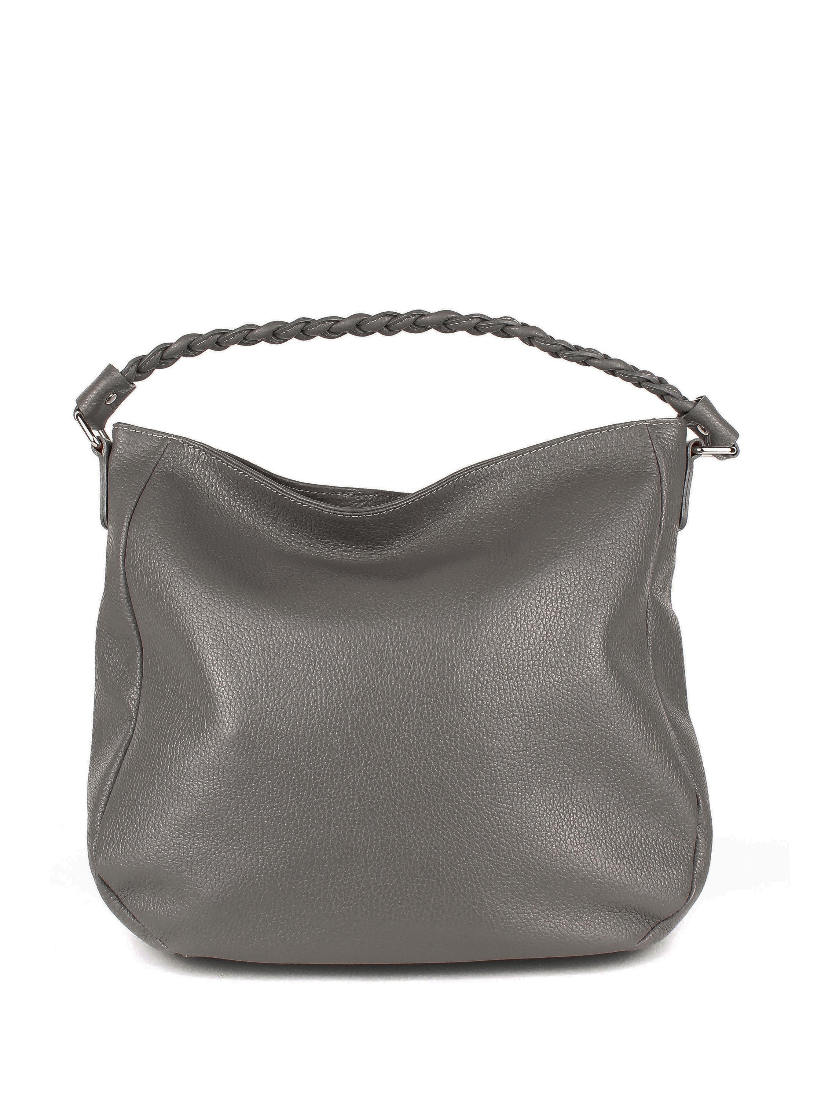 Bolso de hombro de piel italiana Gris, Beige 3691-98-32