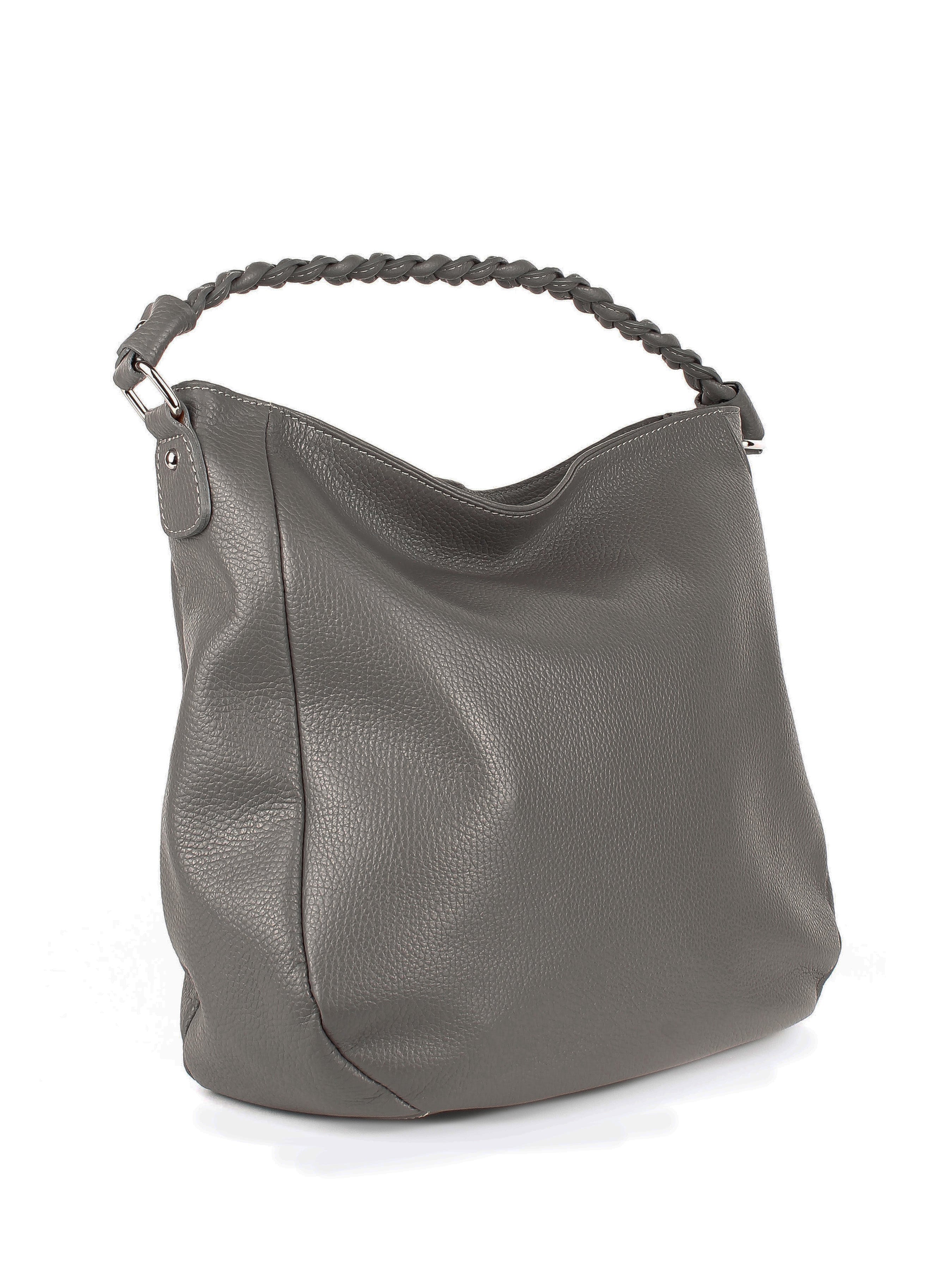 Bolso de hombro de piel italiana Gris, Beige 3691-98-32