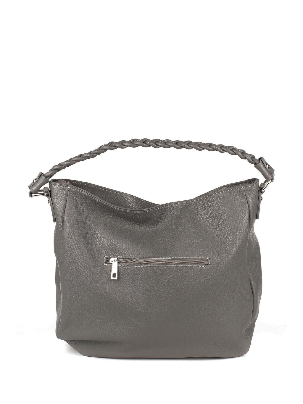Bolso de hombro de piel italiana Gris, Beige 3691-98-32
