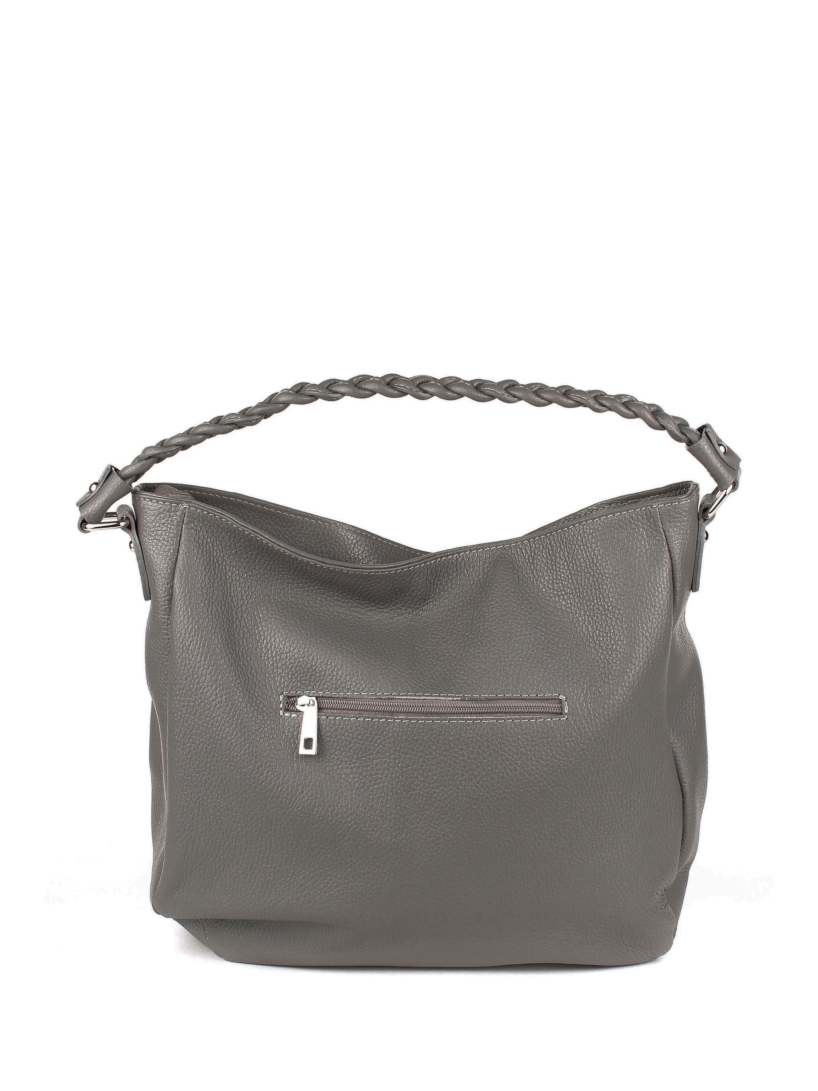 Bolso de hombro de piel italiana Gris, Beige 3691-98-32