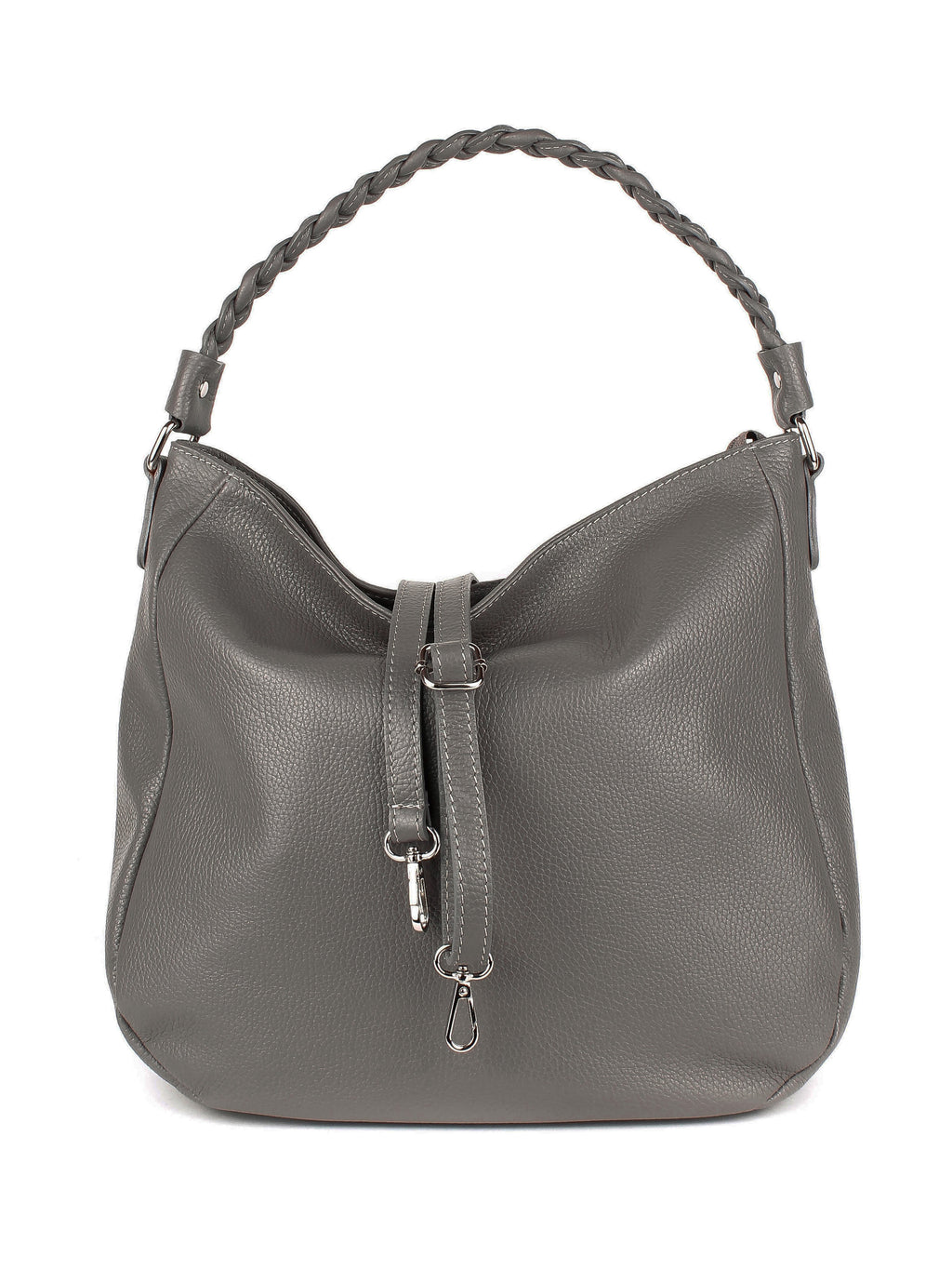 Bolso de hombro de piel italiana Gris, Beige 3691-98-32