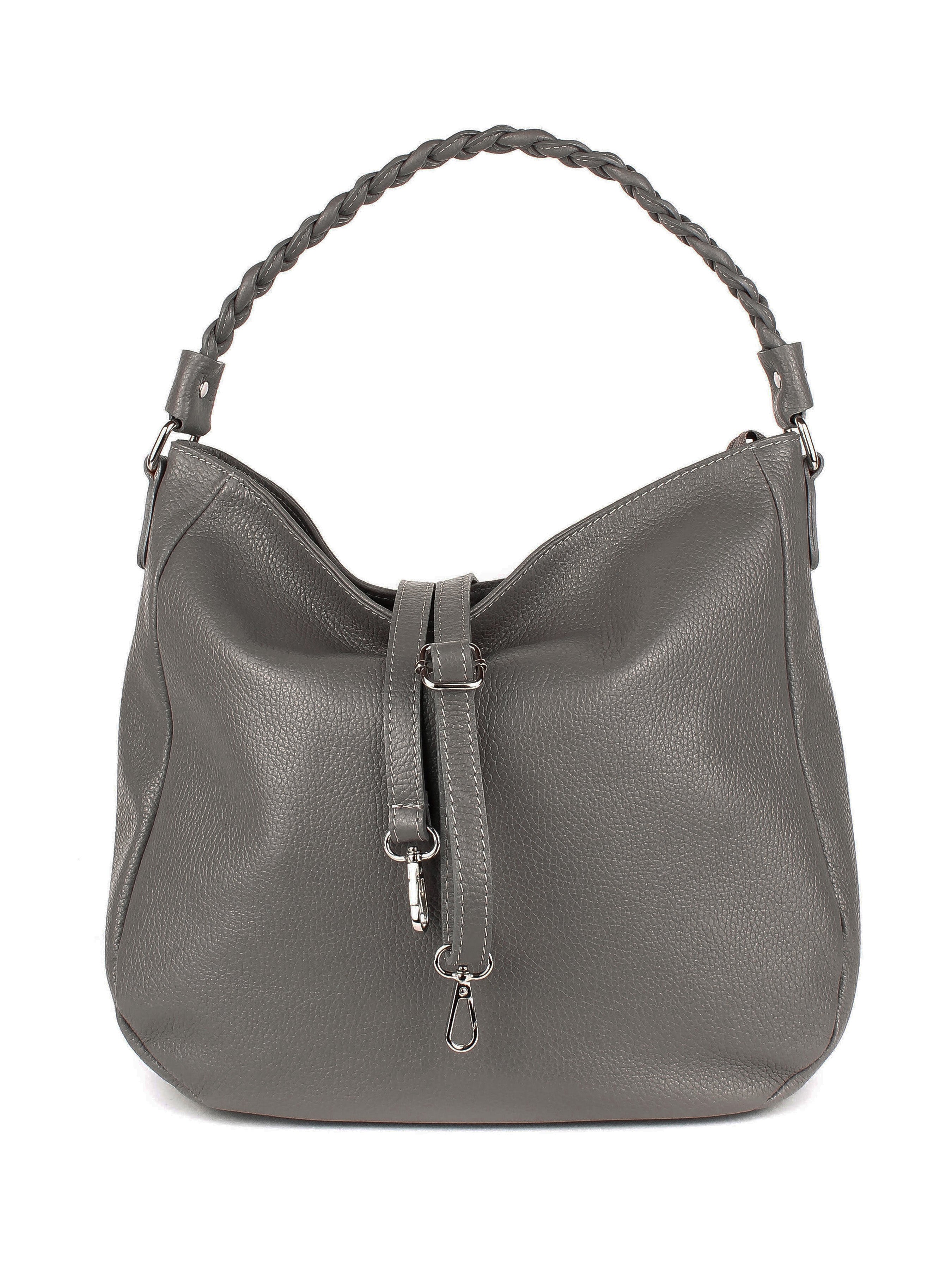 Bolso de hombro de piel italiana Gris, Beige 3691-98-32