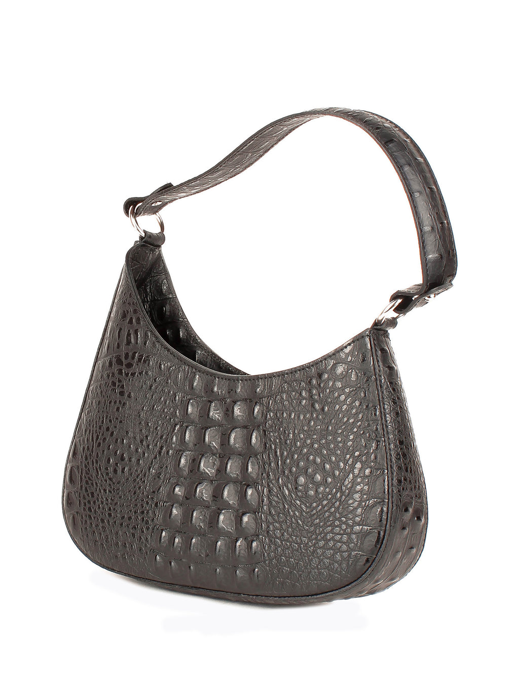 Bolso de hombro de piel italiana Negro 8027-05-36
