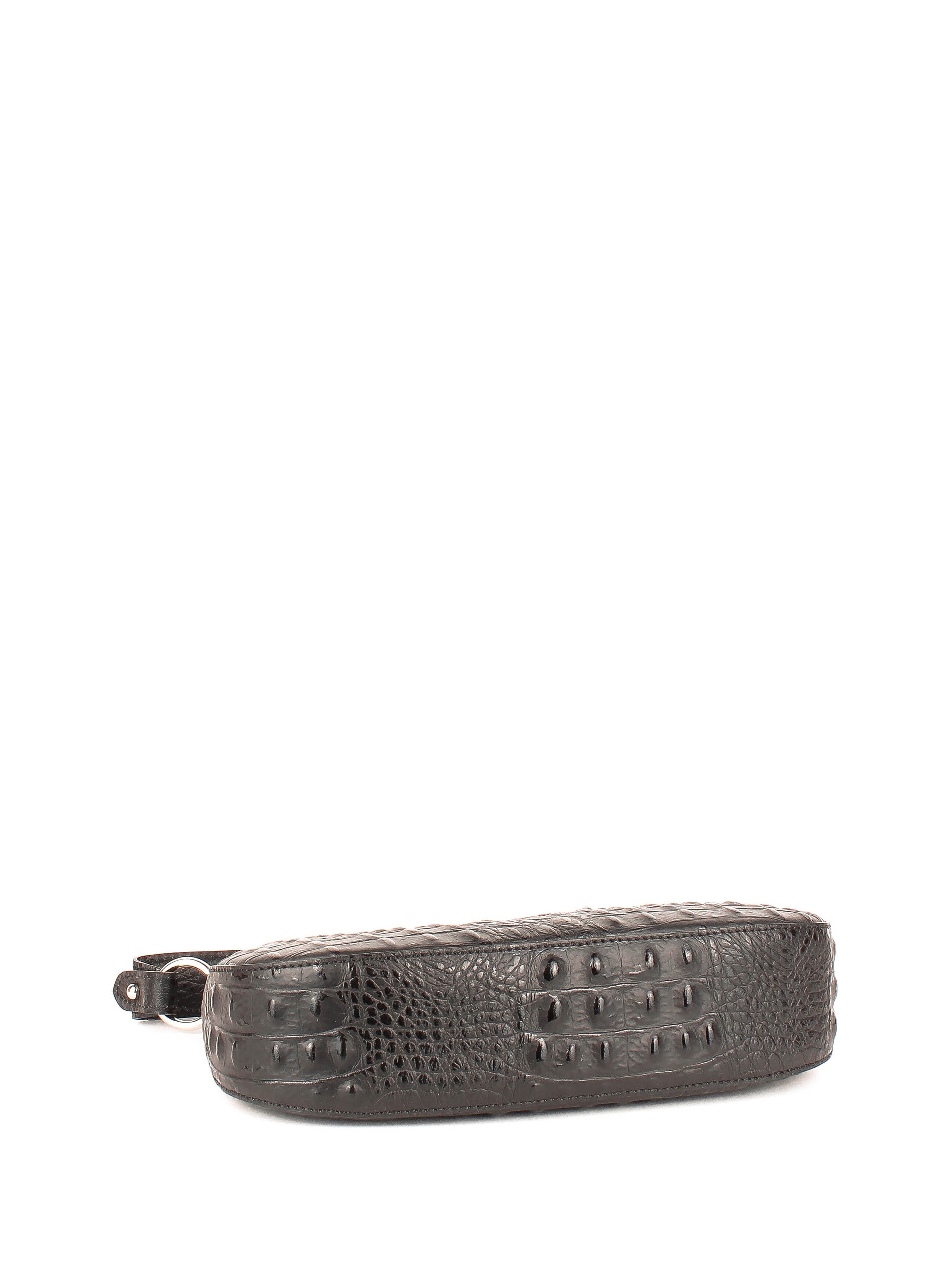 Bolso de hombro de piel italiana Negro 8027-05-36