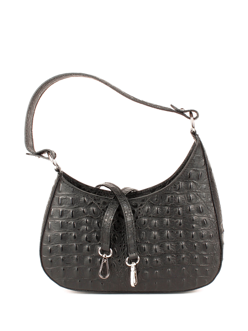 Bolso de hombro de piel italiana Negro 8027-05-36