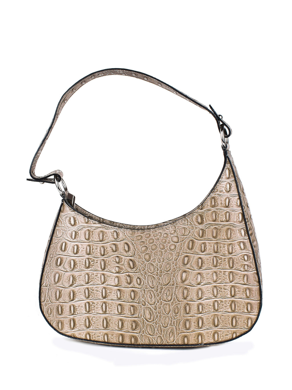 Bolso de hombro de piel italiana Gris, Marrón 8027-104-36