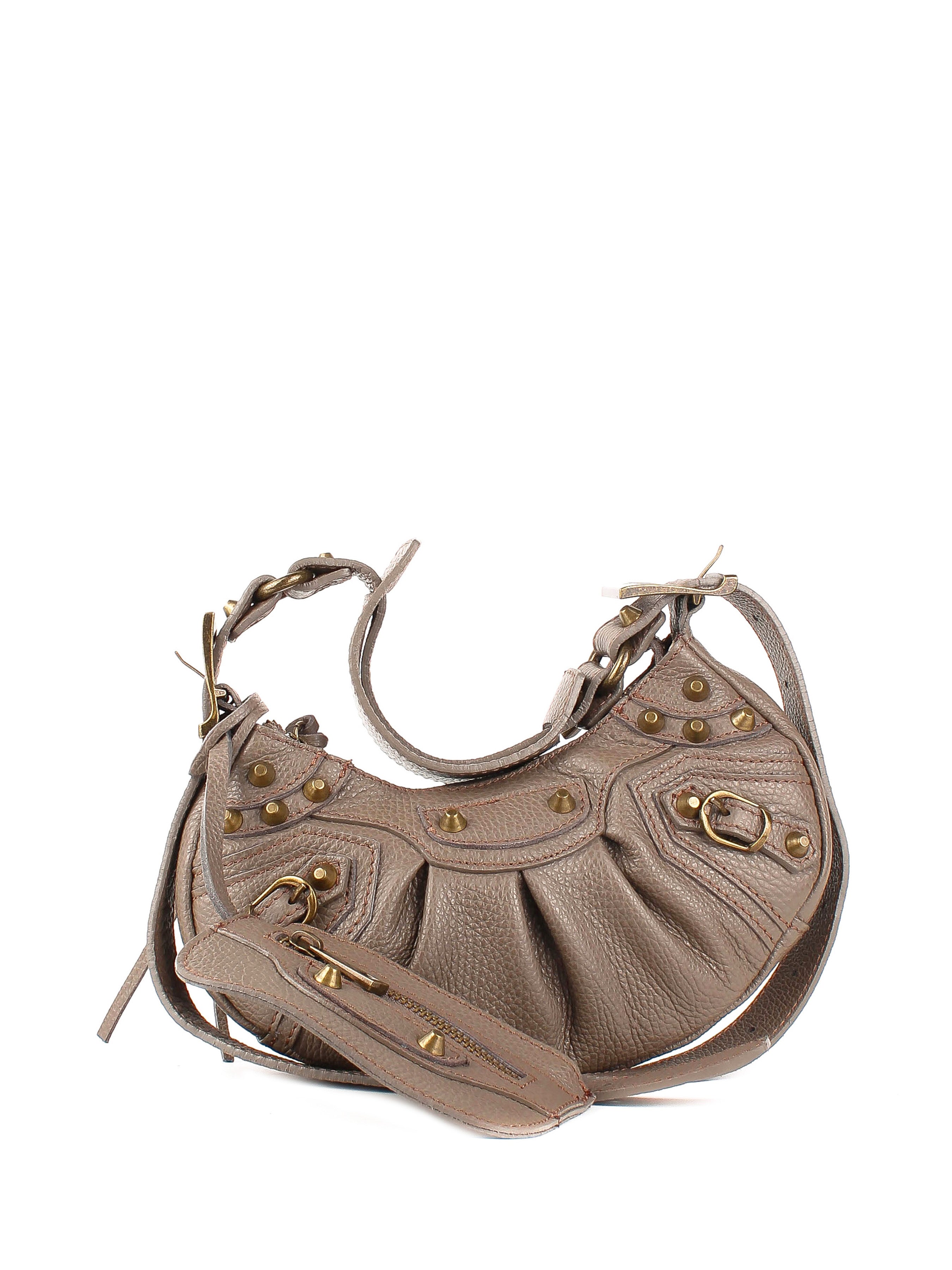 Bolso de hombro de piel italiana Gris 5122-52-32