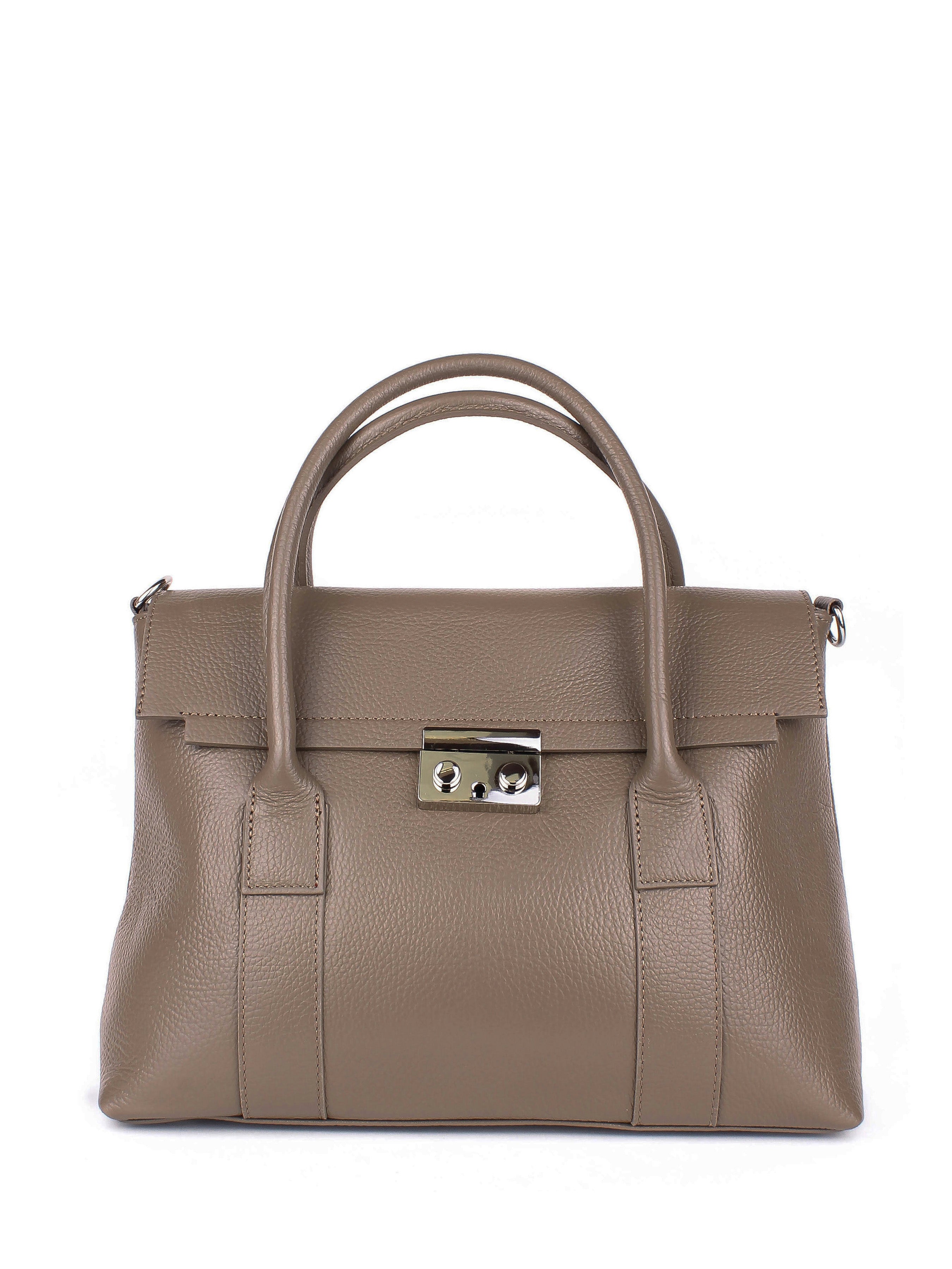 Bolso de mano de piel italiana Armonico Marrón