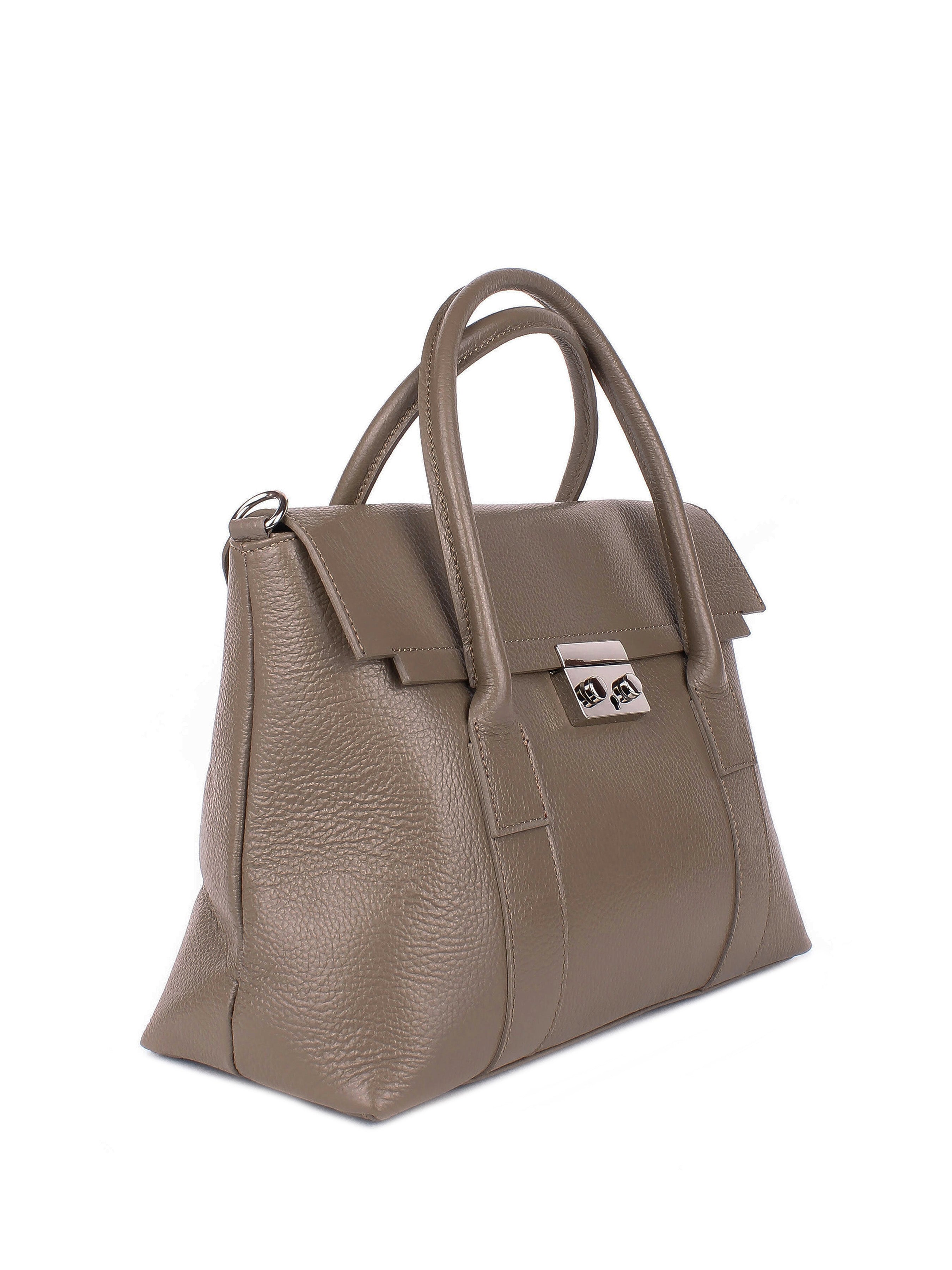 Bolso de mano de piel italiana Armonico Marrón