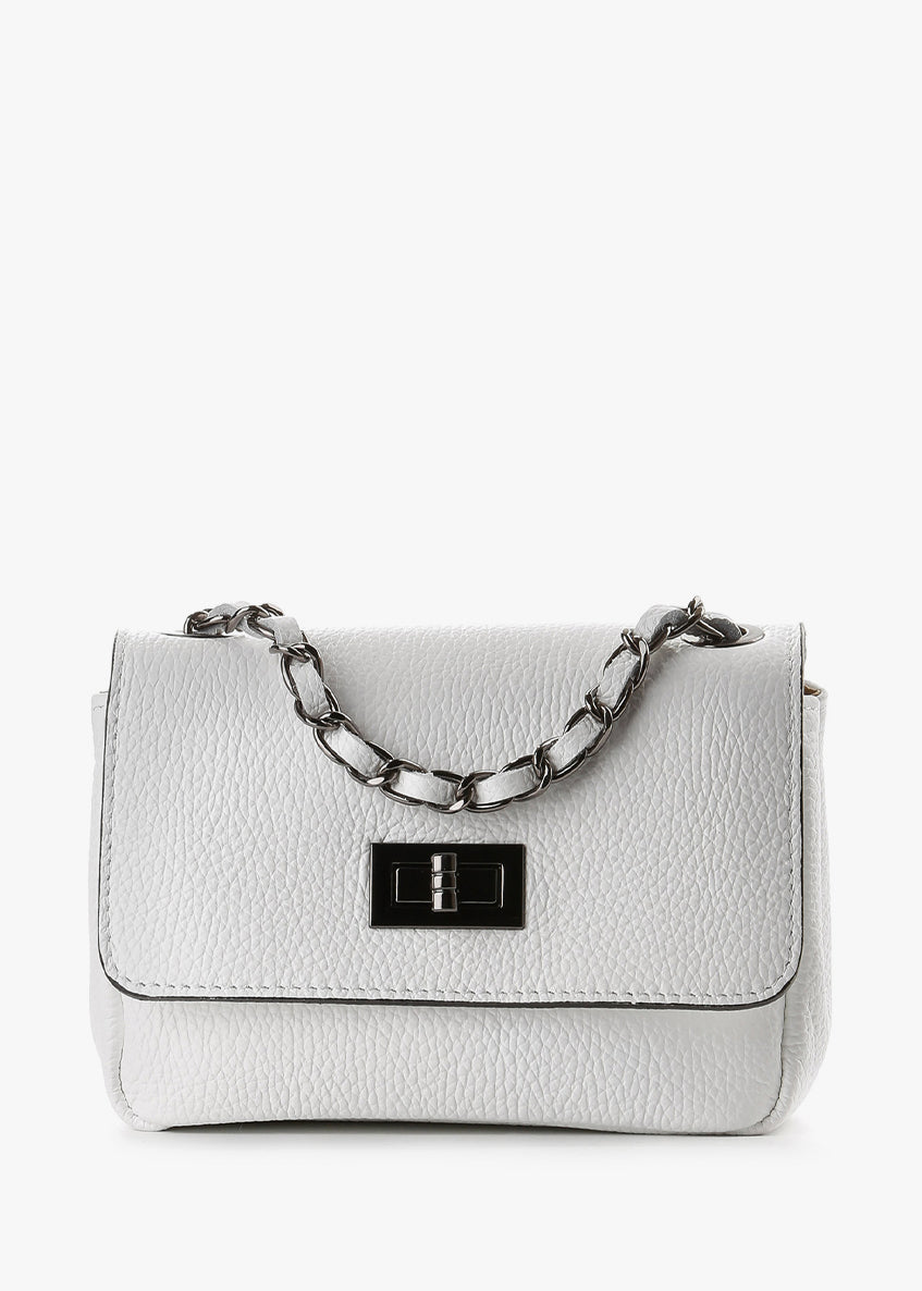 Bandolera de piel italiana Blanco 8895-16-32